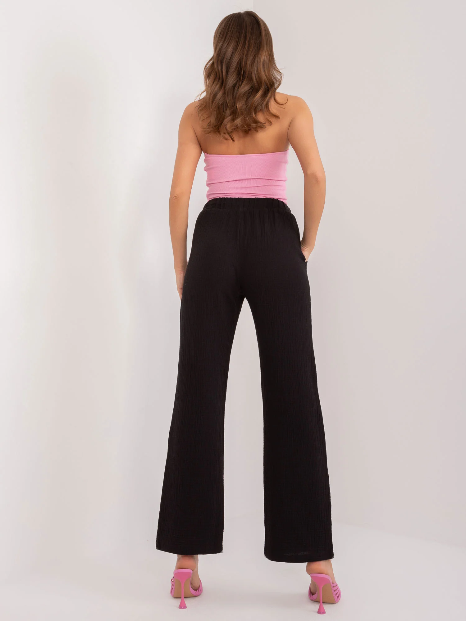 Pantaloni Dama Guler inalt, Bumbac, Sublevel, Negru Casual - imagine 2