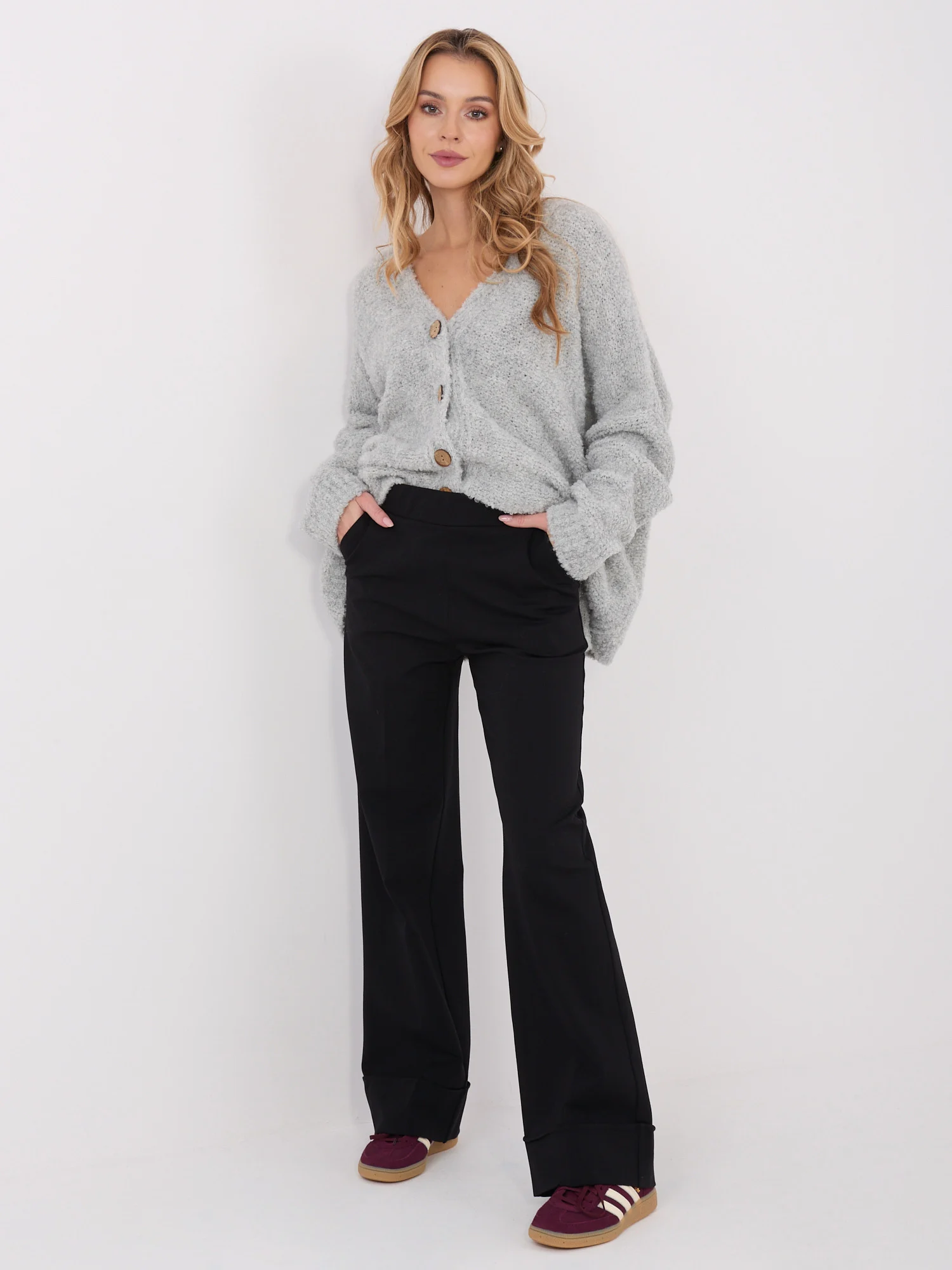 Pantaloni Dama Larga, Guler inalt, RUE PARIS, Negru Eleganta Office - imagine 2