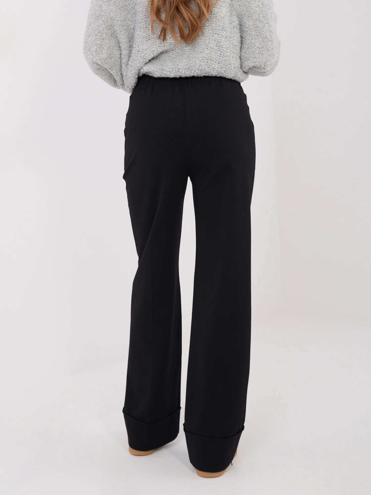 Pantaloni Dama Larga, Guler inalt, RUE PARIS, Negru Eleganta Office - imagine 5