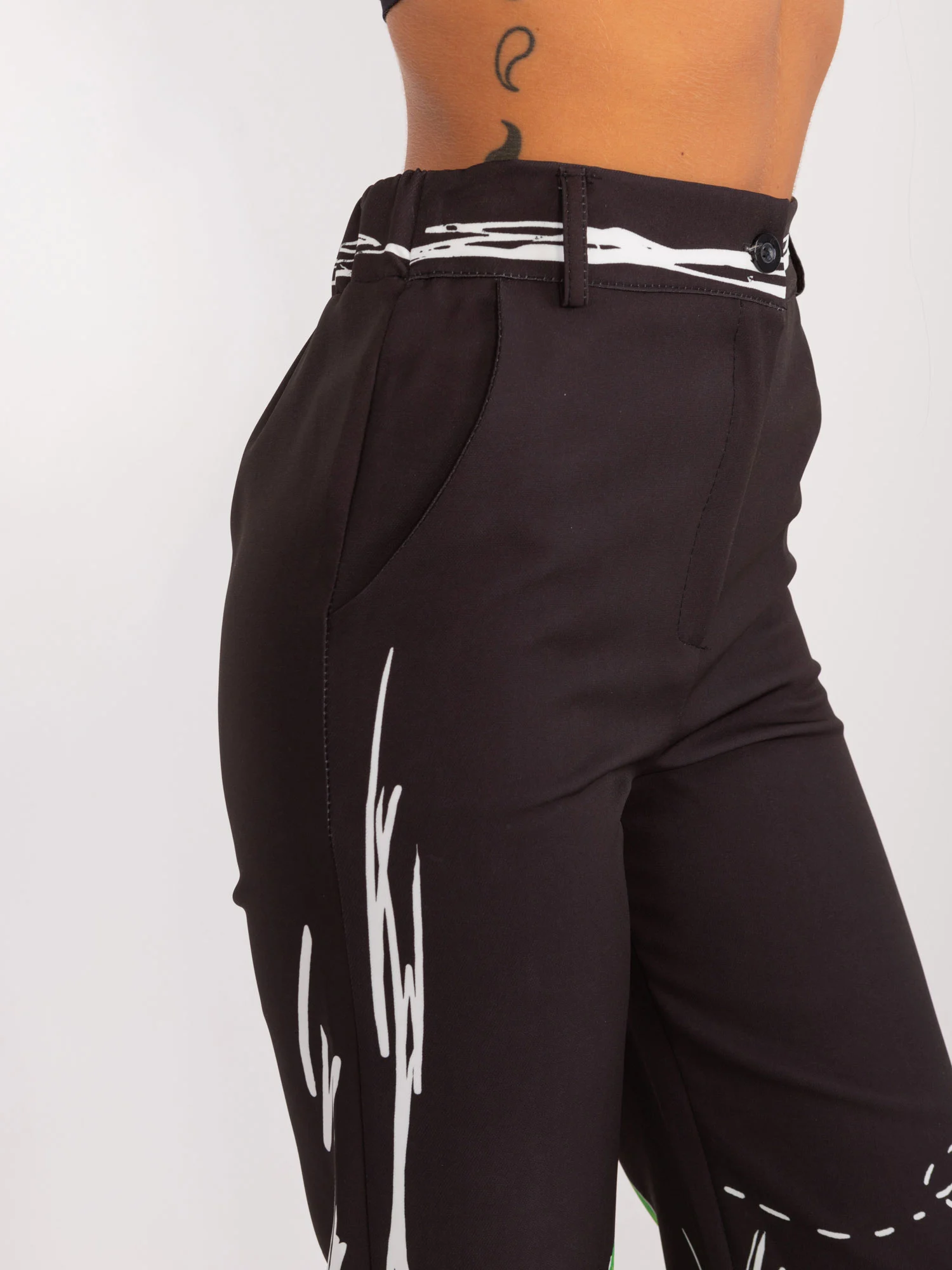 Pantaloni Dama Larga, Guler inalt, ITALY MODA, Negru Casual - imagine 3