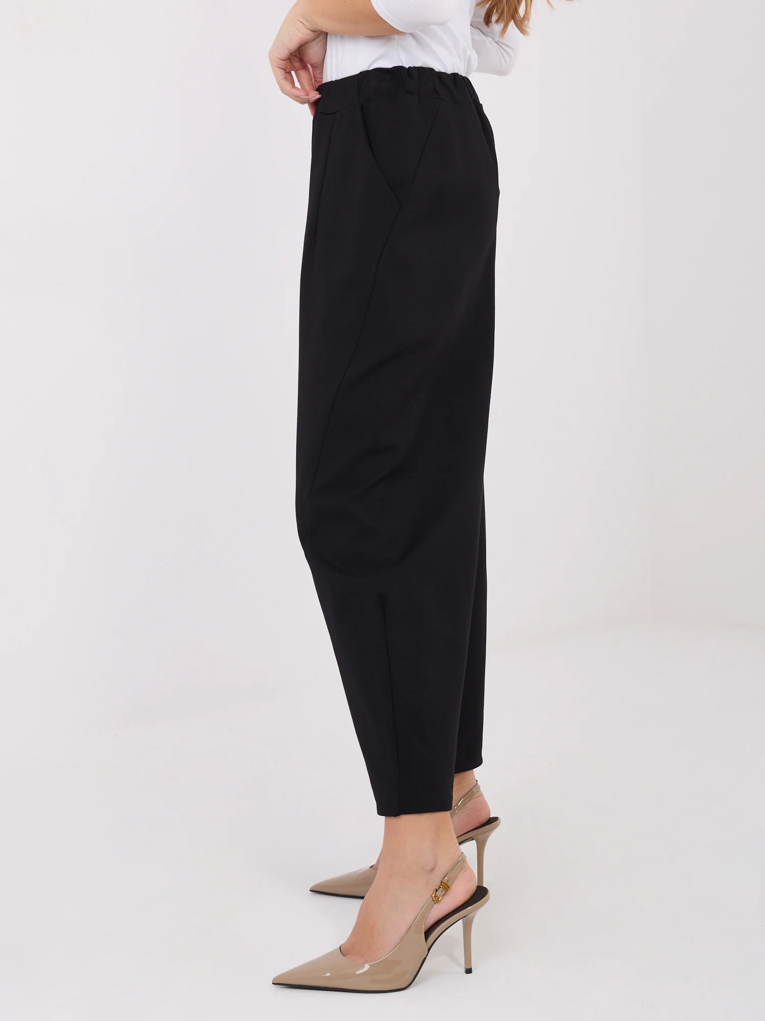 Pantaloni Dama Conica, Guler inalt, RUE PARIS, Negru Eleganta Office - Image 4