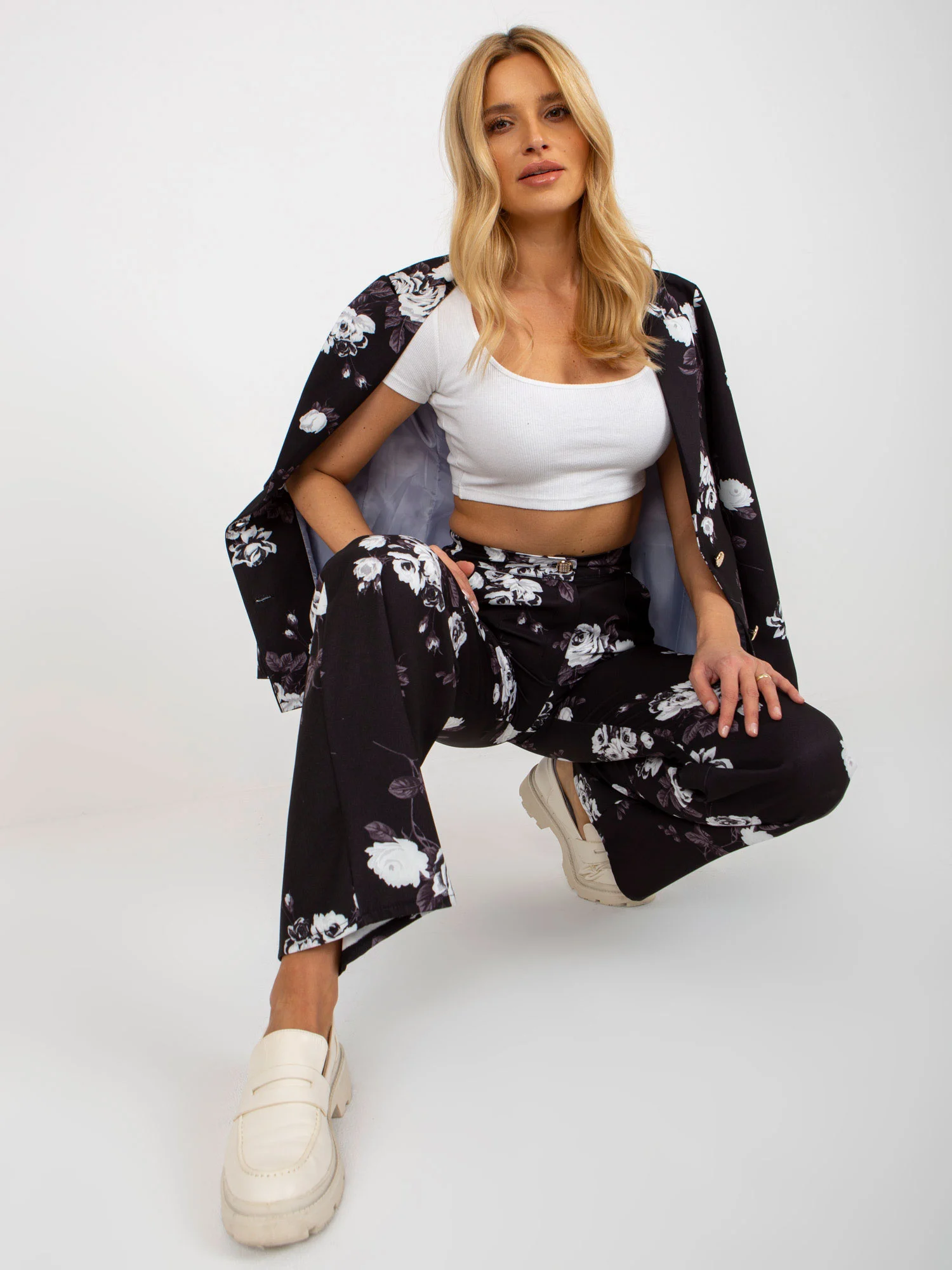 Pantaloni Dama Floral, Elegant, LAKERTA, Negru de Petrecere - imagine 5