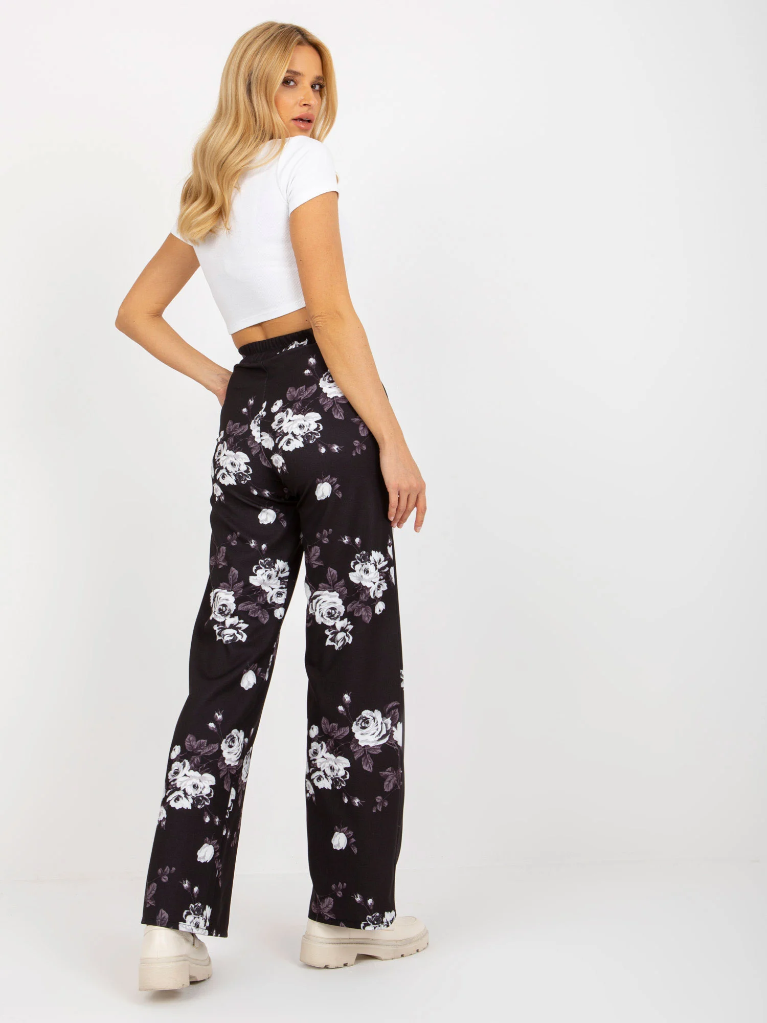 Pantaloni Dama Floral, Elegant, LAKERTA, Negru de Petrecere - imagine 4
