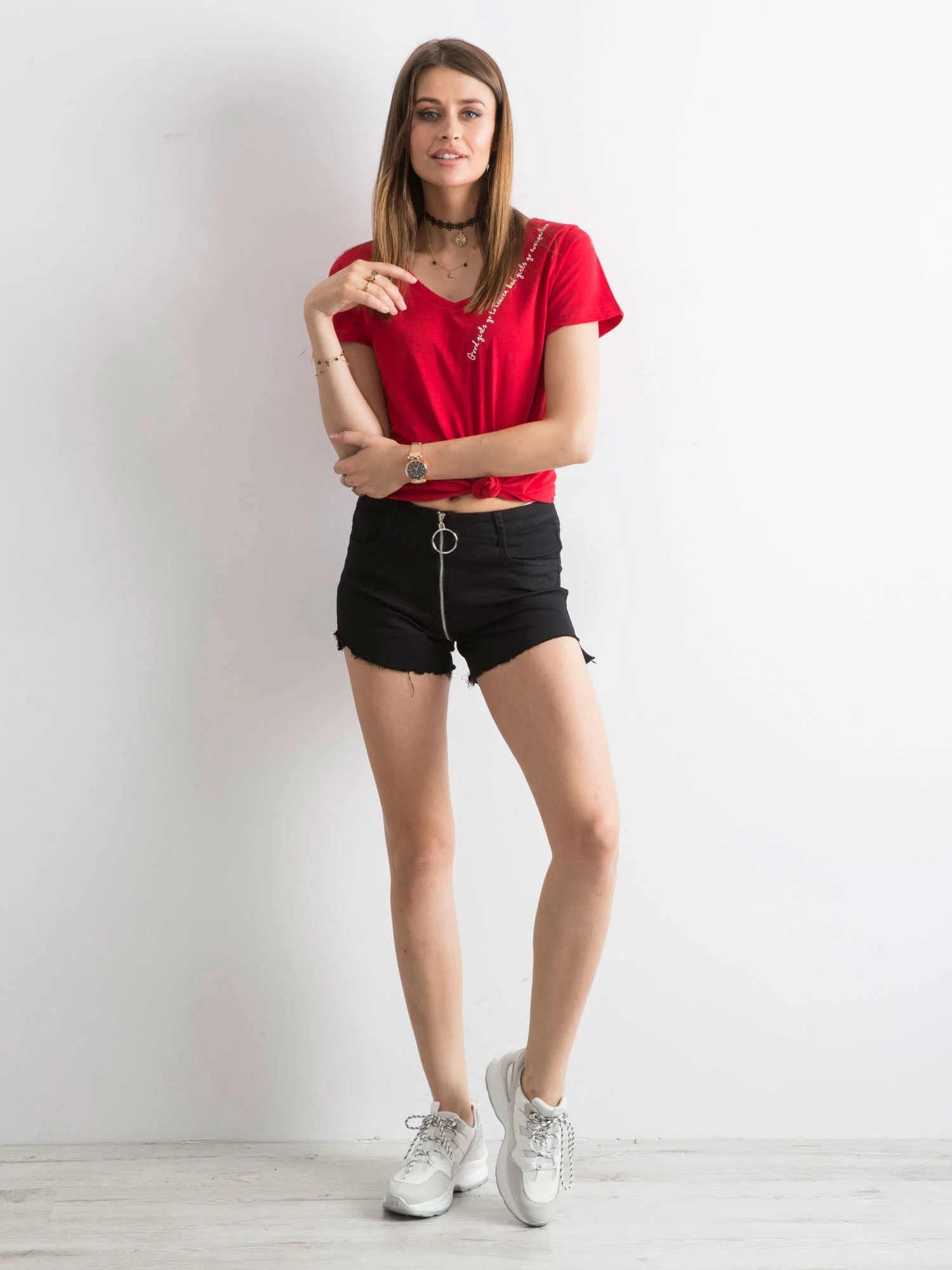 Pantaloni Scurti Dama Dreapta, Elastan, Elegant's Deluxe, Negru Casual - imagine 4