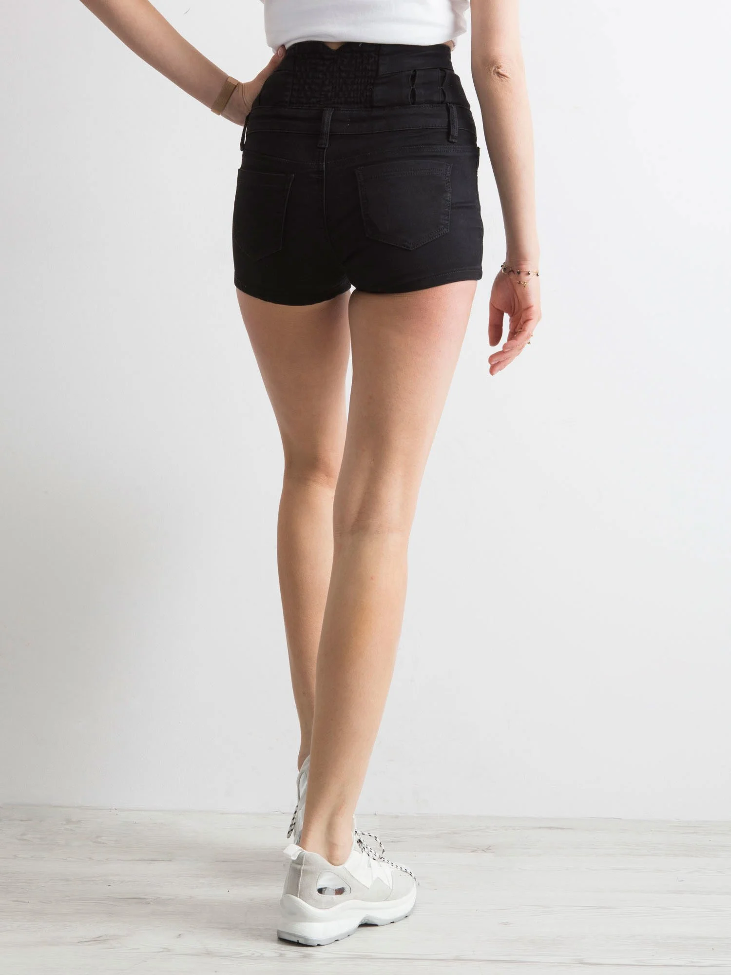 Pantaloni Scurti Dama Dreapta, Guler inalt, Daysie, Negru de Petrecere - imagine 2