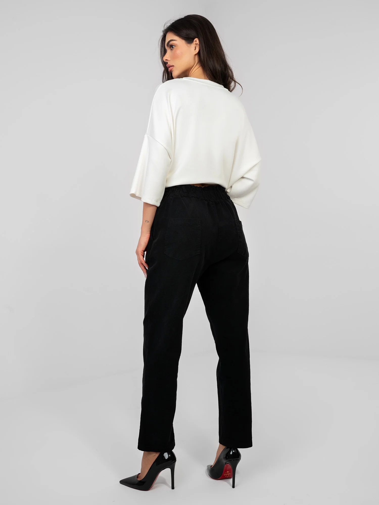 Pantaloni Dama Conica, Guler inalt, ITALY MODA, Negru Casual - imagine 2