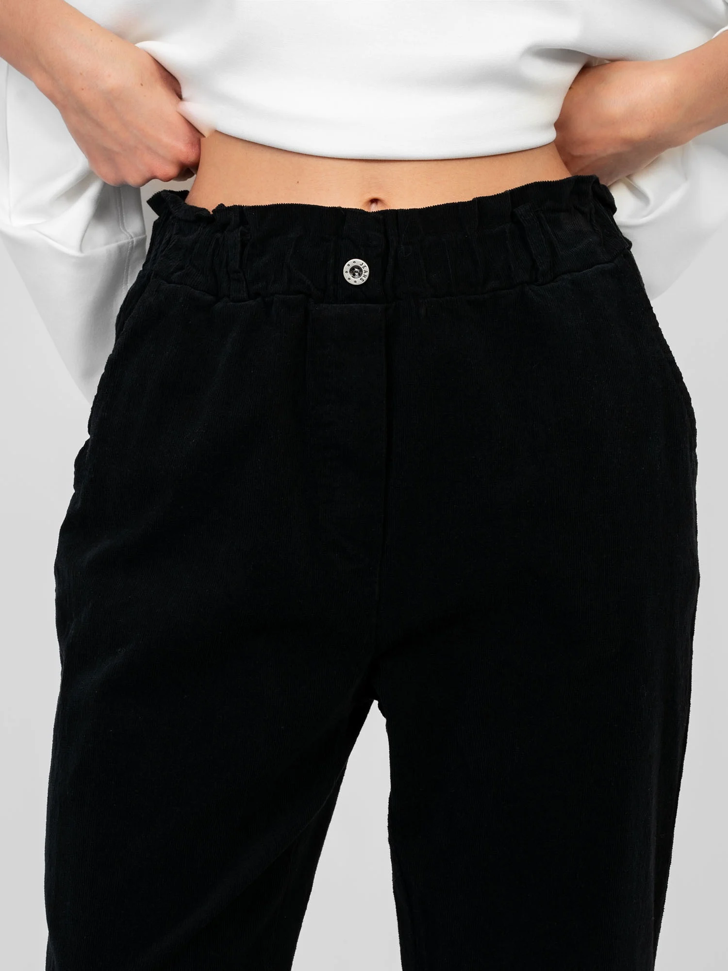 Pantaloni Dama Conica, Guler inalt, ITALY MODA, Negru Casual - imagine 3