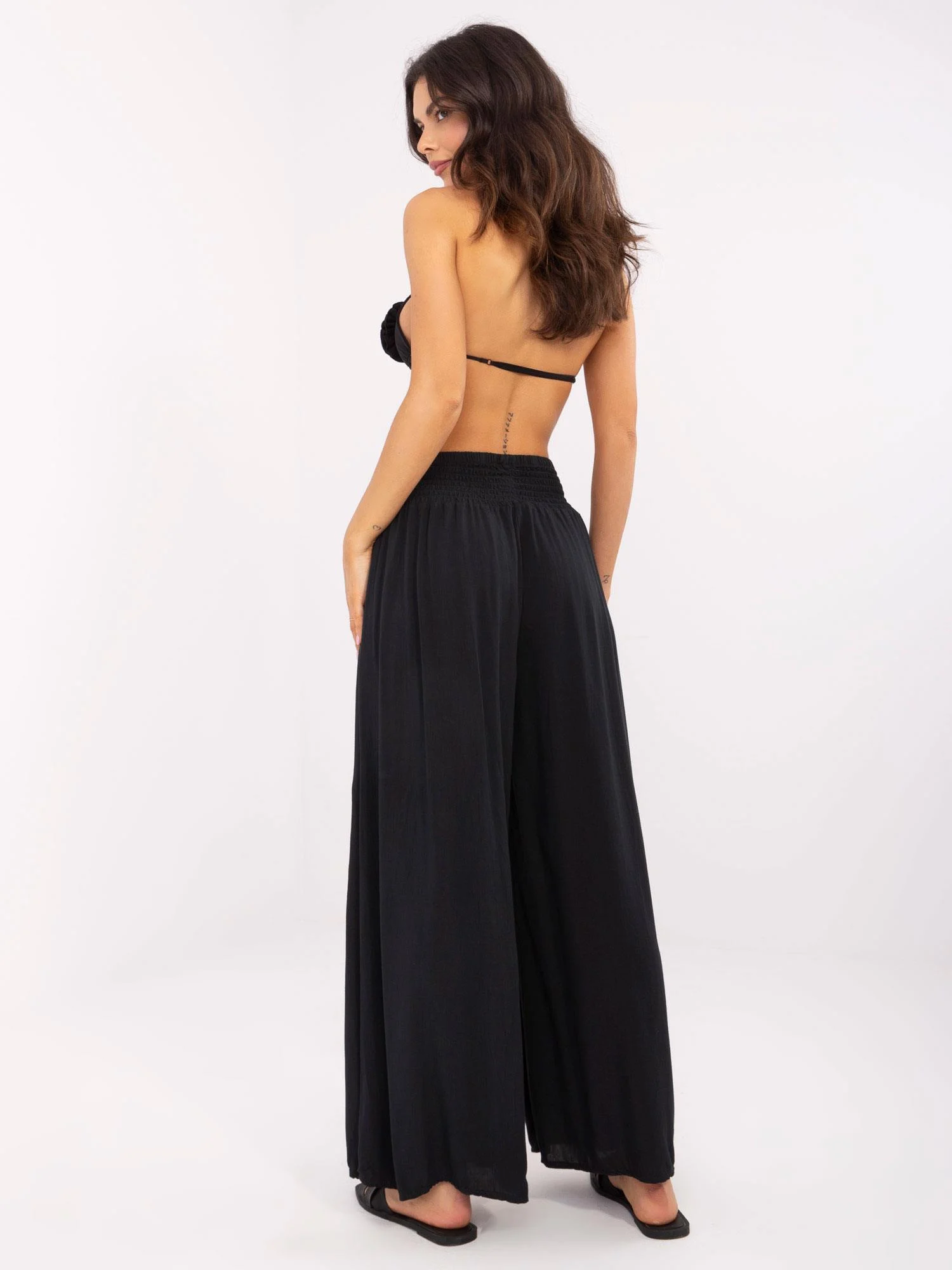 Pantaloni Dama Lejera, Guler inalt, Och Bella, Negru Casual - imagine 2
