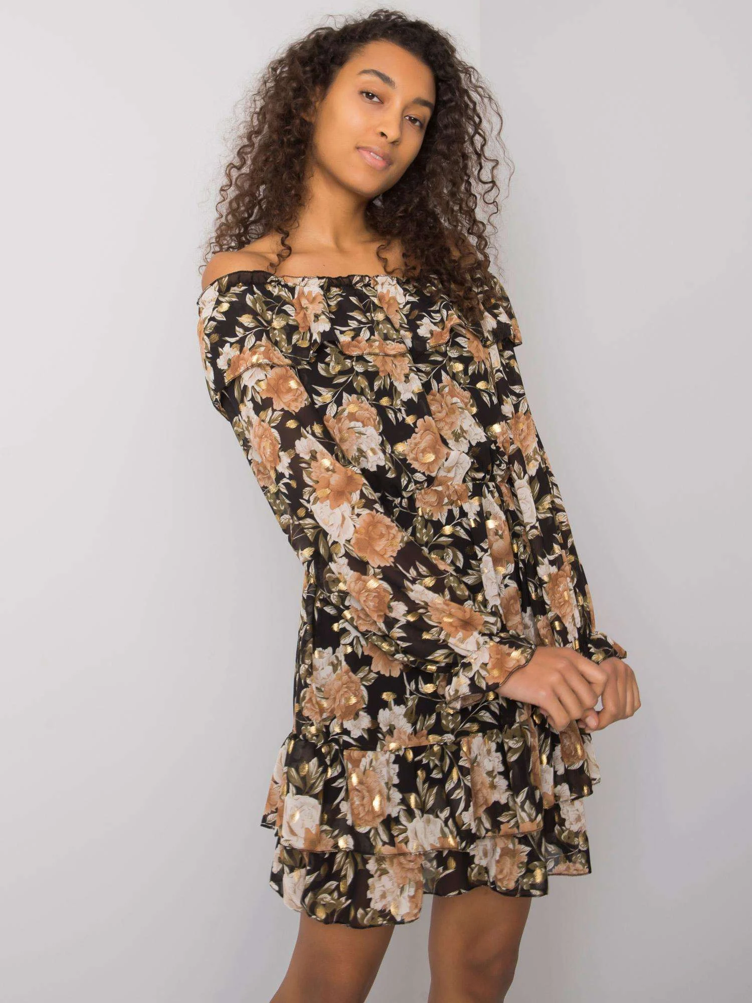 Rochie Dama Maxi, Floral, ITALY MODA, Bej Eleganta Office - Image 2