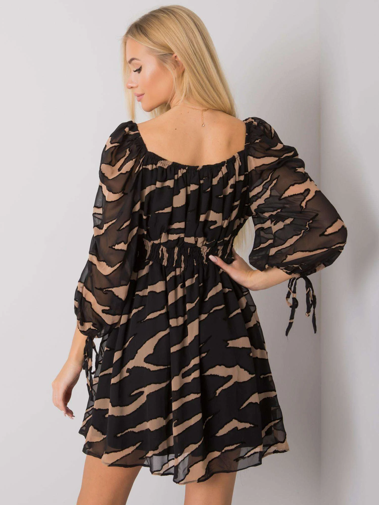 Rochie Dama Mini, Animal print, POLE&POLE, Bej Casual - Image 2