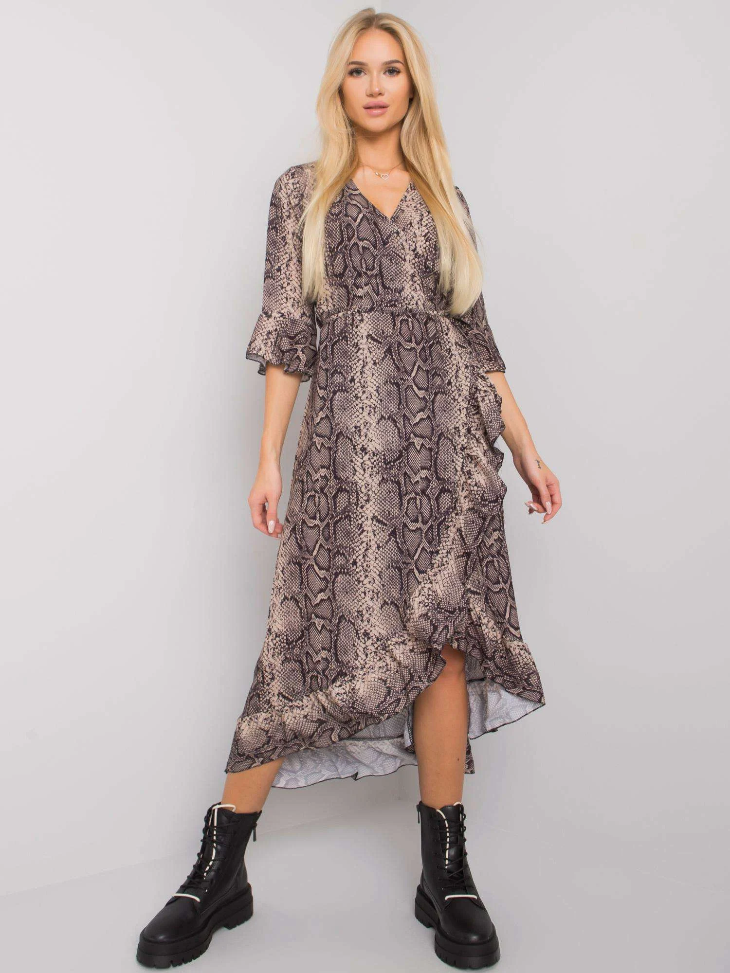 Rochie Dama Midi, Animal print, Och Bella, Bej Casual - Image 4