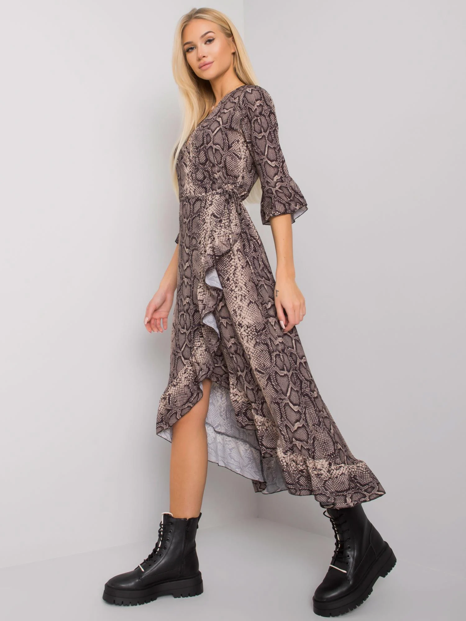 Rochie Dama Midi, Animal print, Och Bella, Bej Casual - Image 5