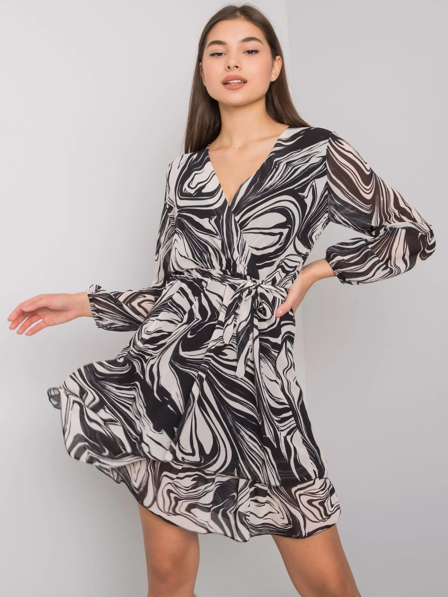 Rochie Dama Maxi, Imprimat, Och Bella, Bej Eleganta Office - Image 4