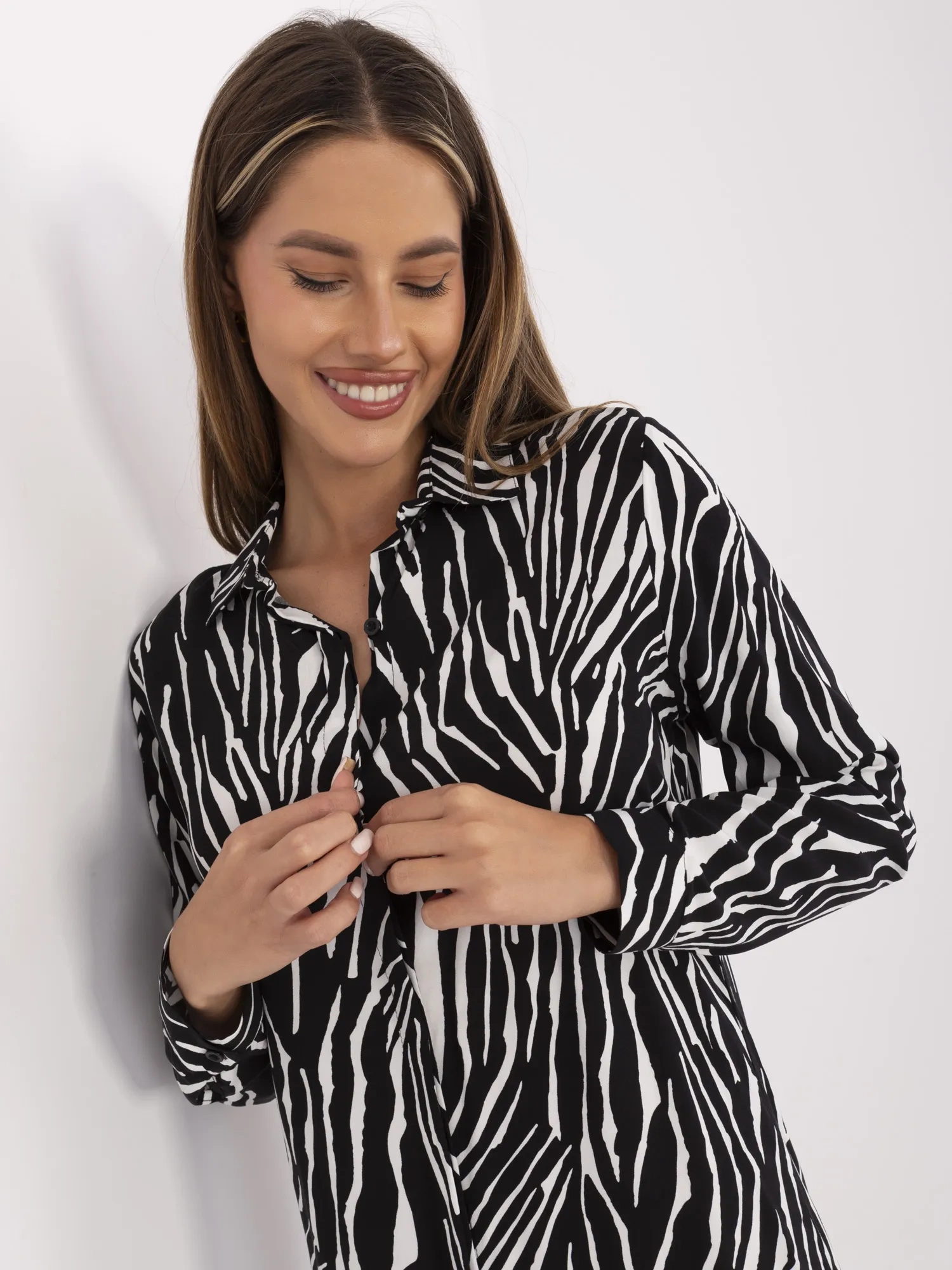 Rochie Dama Maxi, Animal print, RUE PARIS, Alb Eleganta Office Marimi Mari - imagine 6