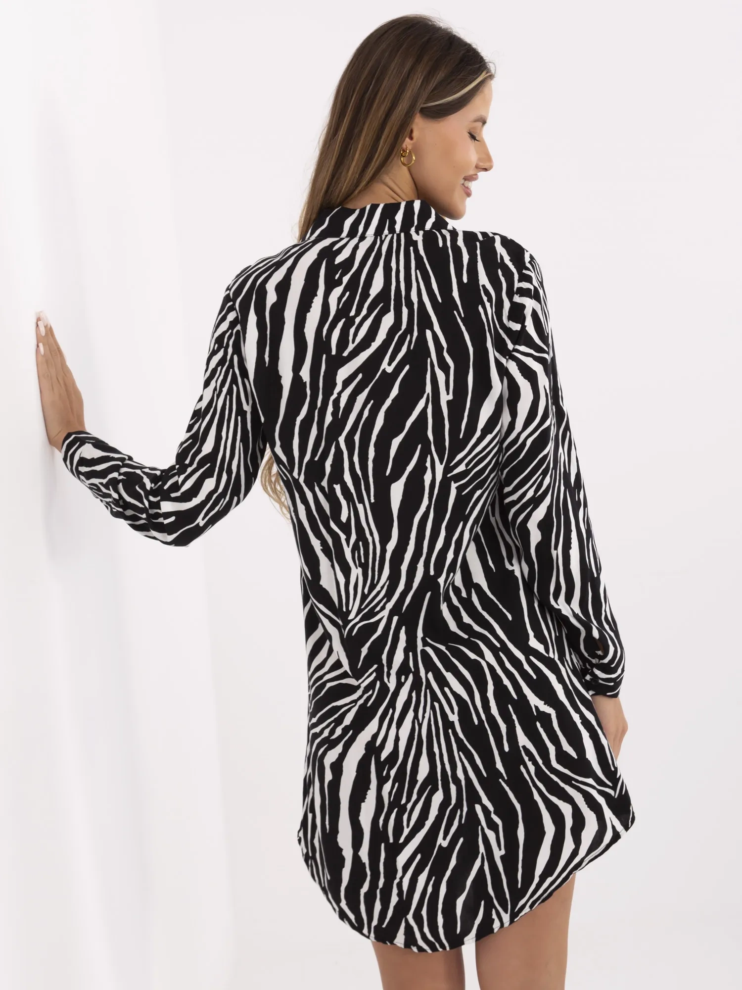 Rochie Dama Maxi, Animal print, RUE PARIS, Alb Eleganta Office Marimi Mari - imagine 5