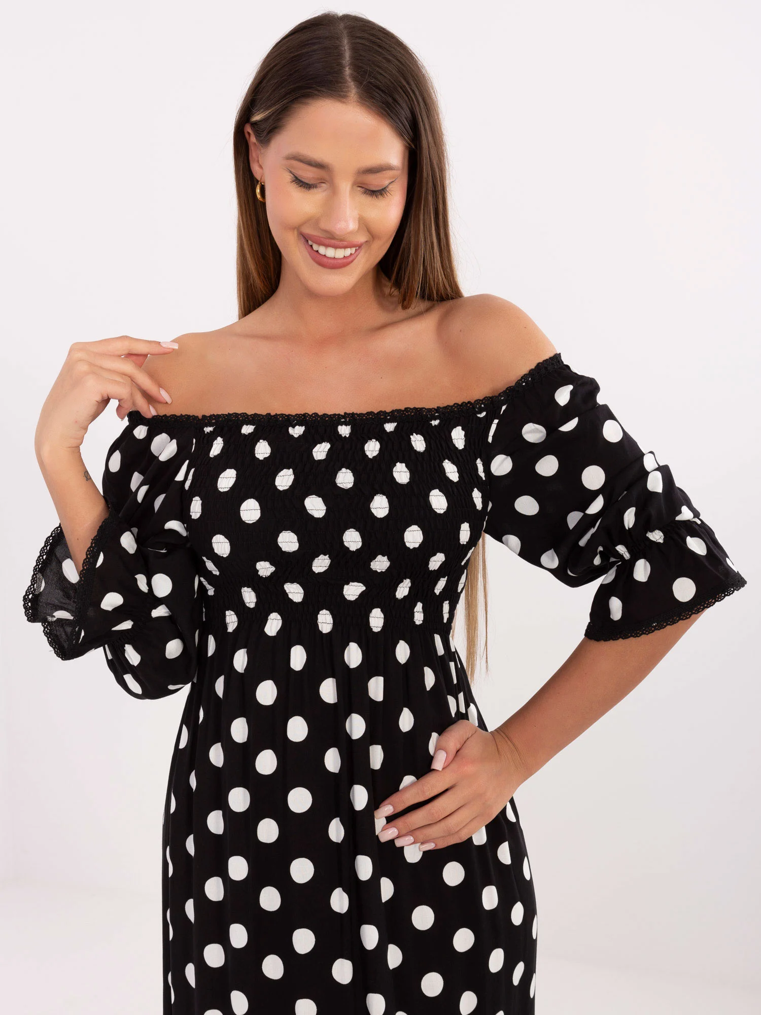 Rochie Dama Midi, Buline, LAKERTA, Alb - Image 4
