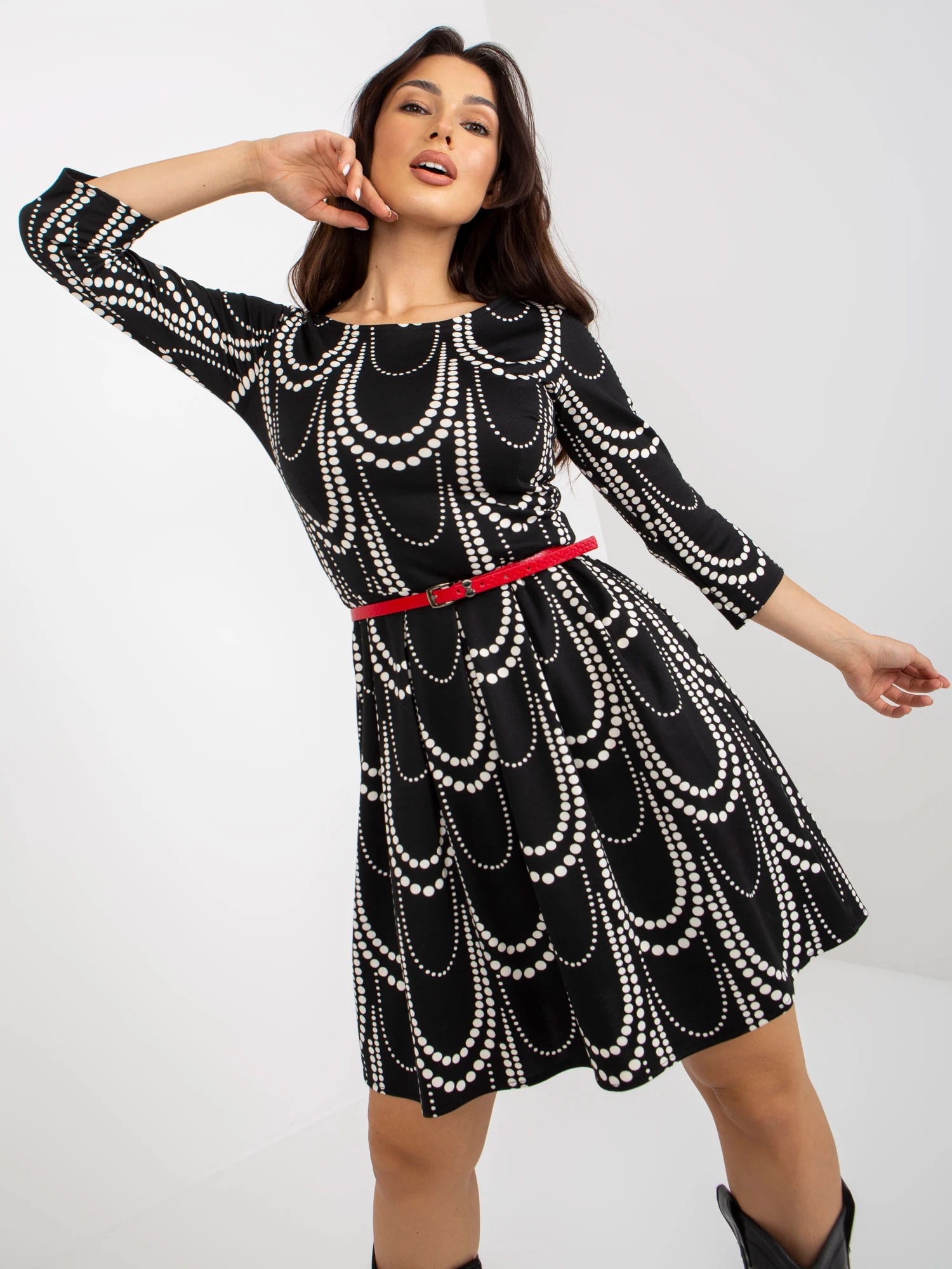 Rochie Dama Maneca 3/4, Buline, LAKERTA, Alb de Ocazie Nunta - imagine 6