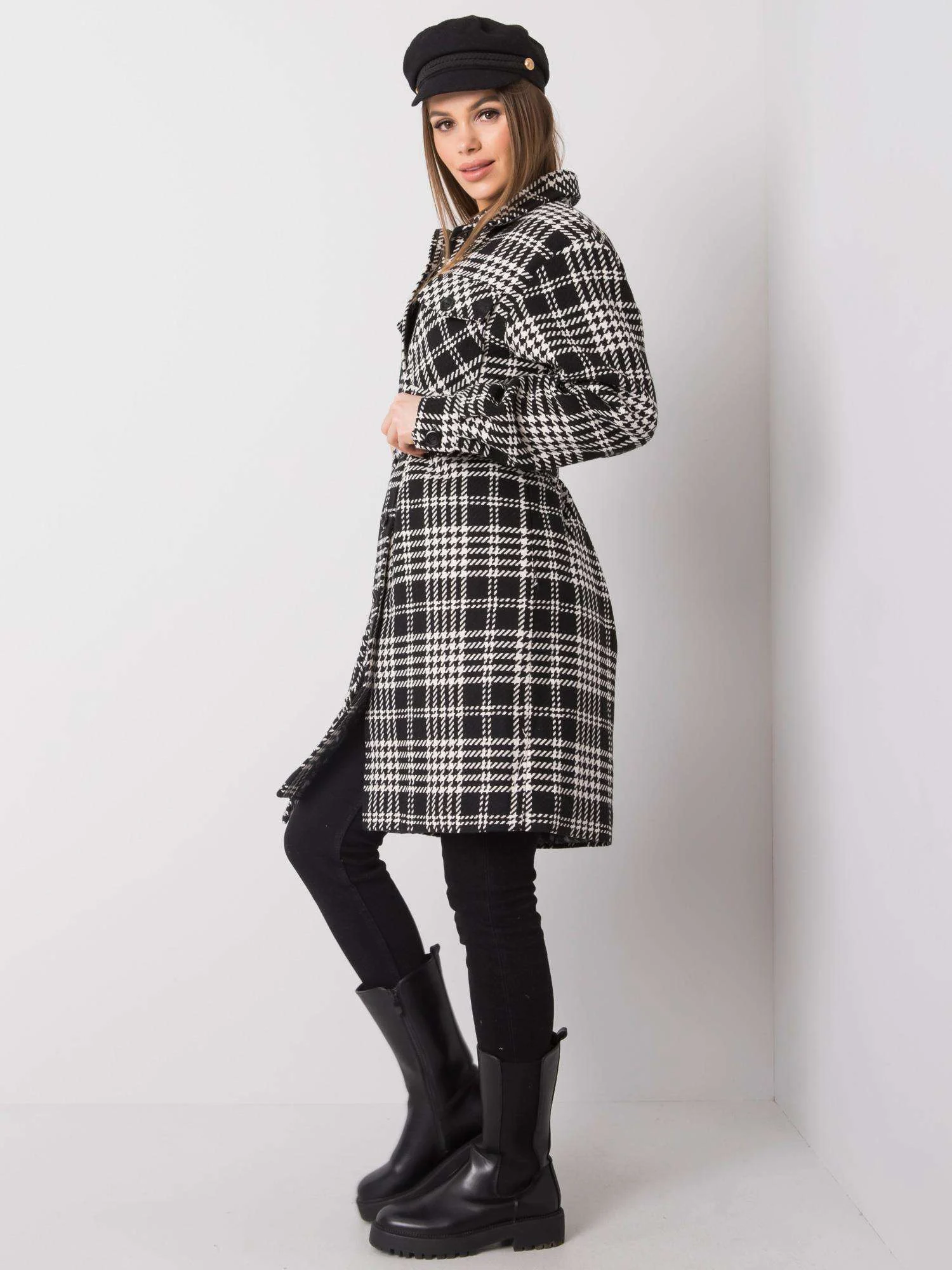 Palton Dama Maneca lunga, Carouri, LAKERTA, Alb Eleganta Office - imagine 2