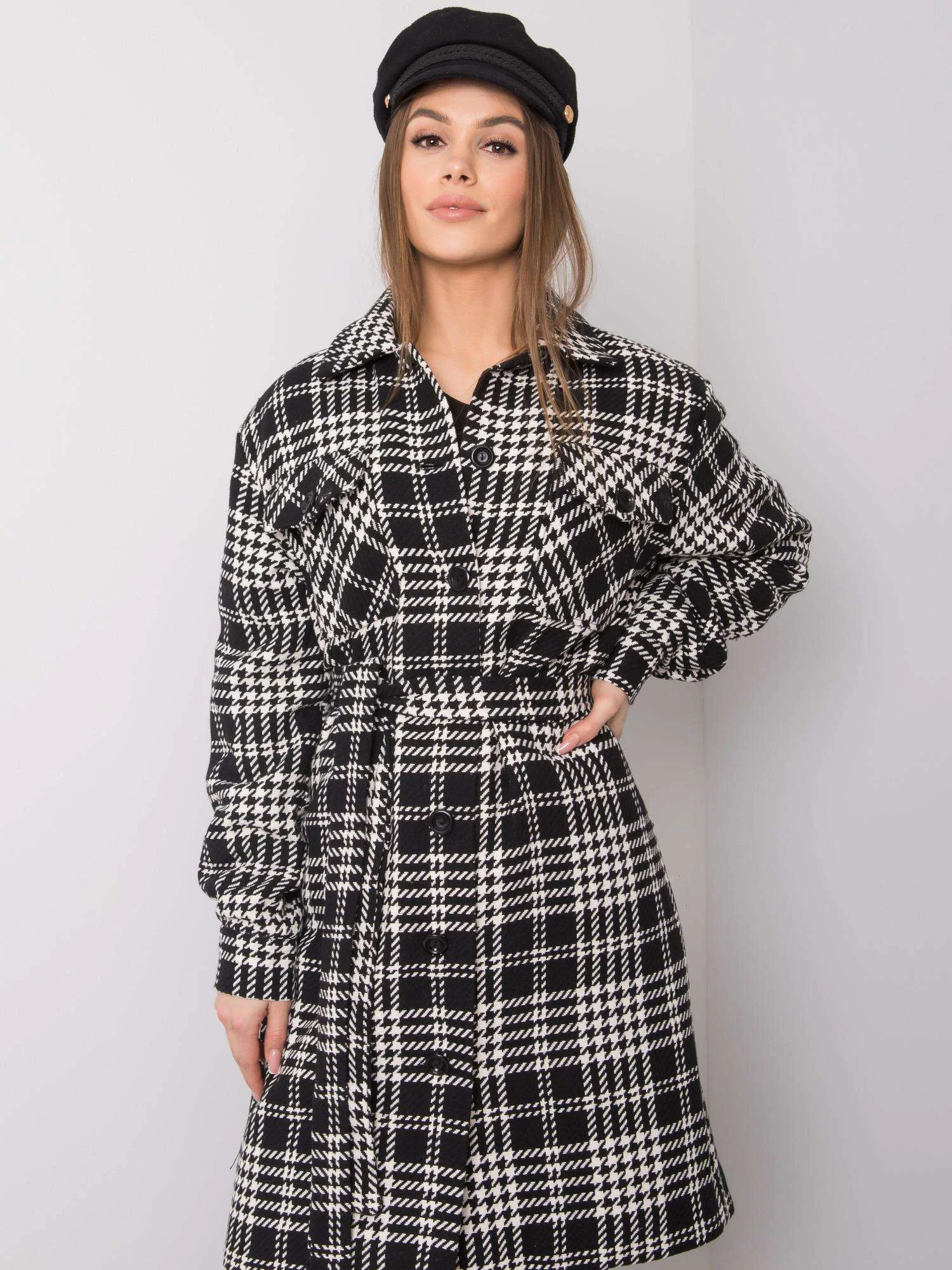 Palton Dama Maneca lunga, Carouri, LAKERTA, Alb Eleganta Office - imagine 5