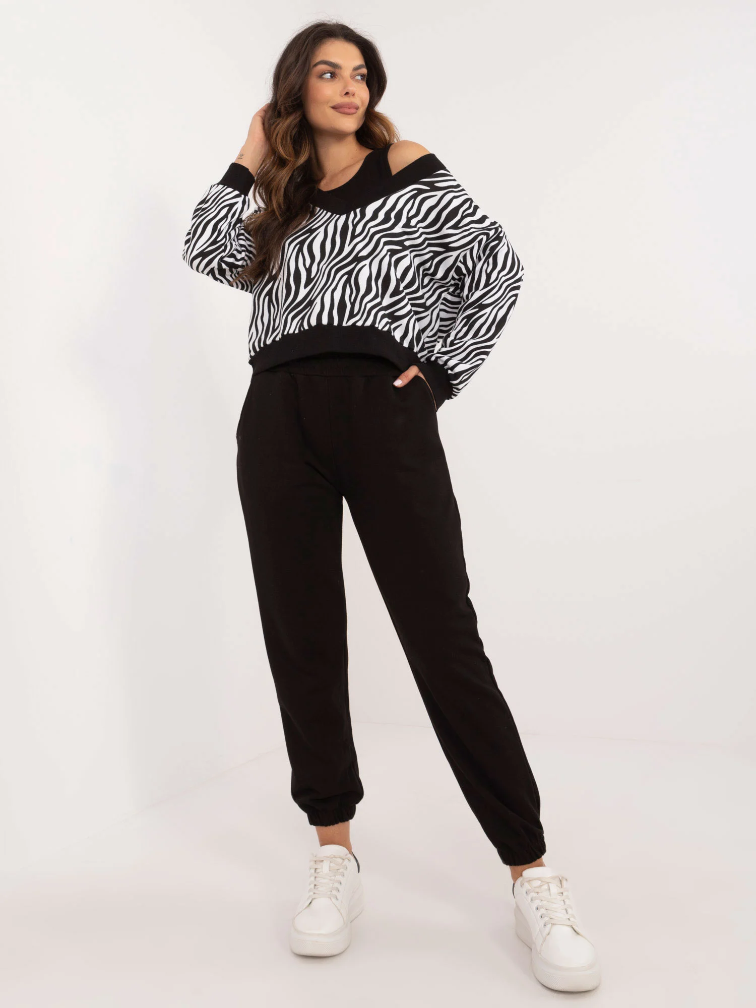 Compleu Dama Maneca lunga, Animal print, My Red Lips, Alb Casual - imagine 6