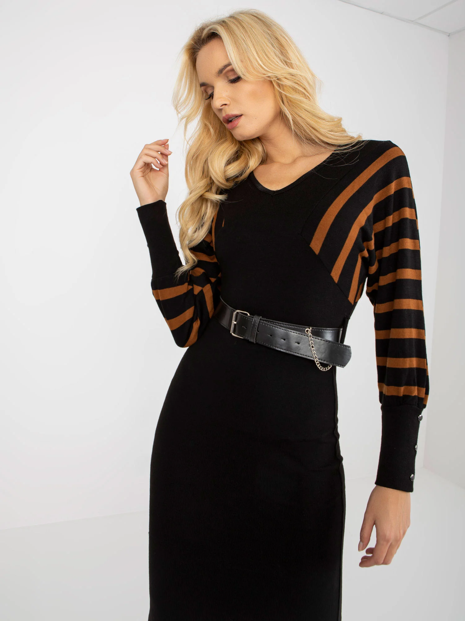 Rochie Dama Maxi, Dungi, Och Bella, Negru Eleganta Office - Image 3