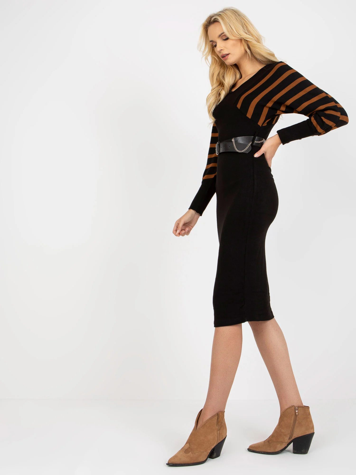 Rochie Dama Maxi, Dungi, Och Bella, Negru Eleganta Office - Image 6