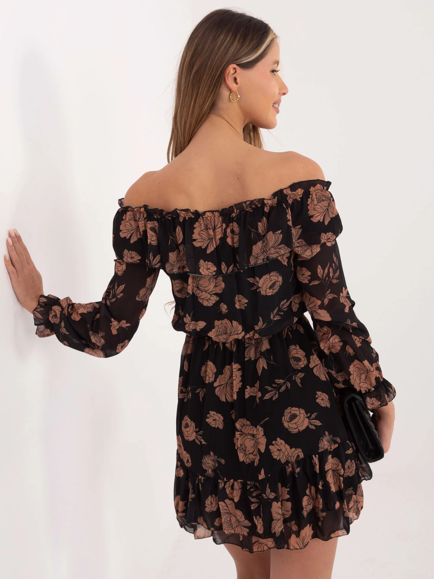 Rochie Dama Maxi, Floral, ITALY MODA, Camel Eleganta Office - Image 4