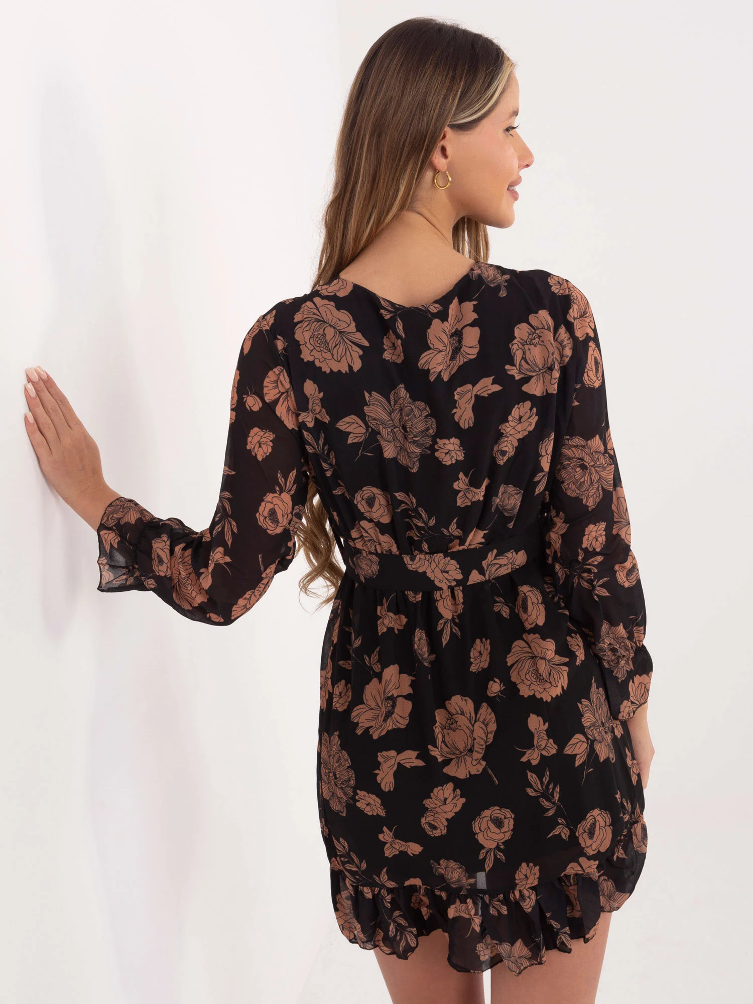 Rochie Dama Maxi, Floral, ITALY MODA, Camel Eleganta Office - Image 3
