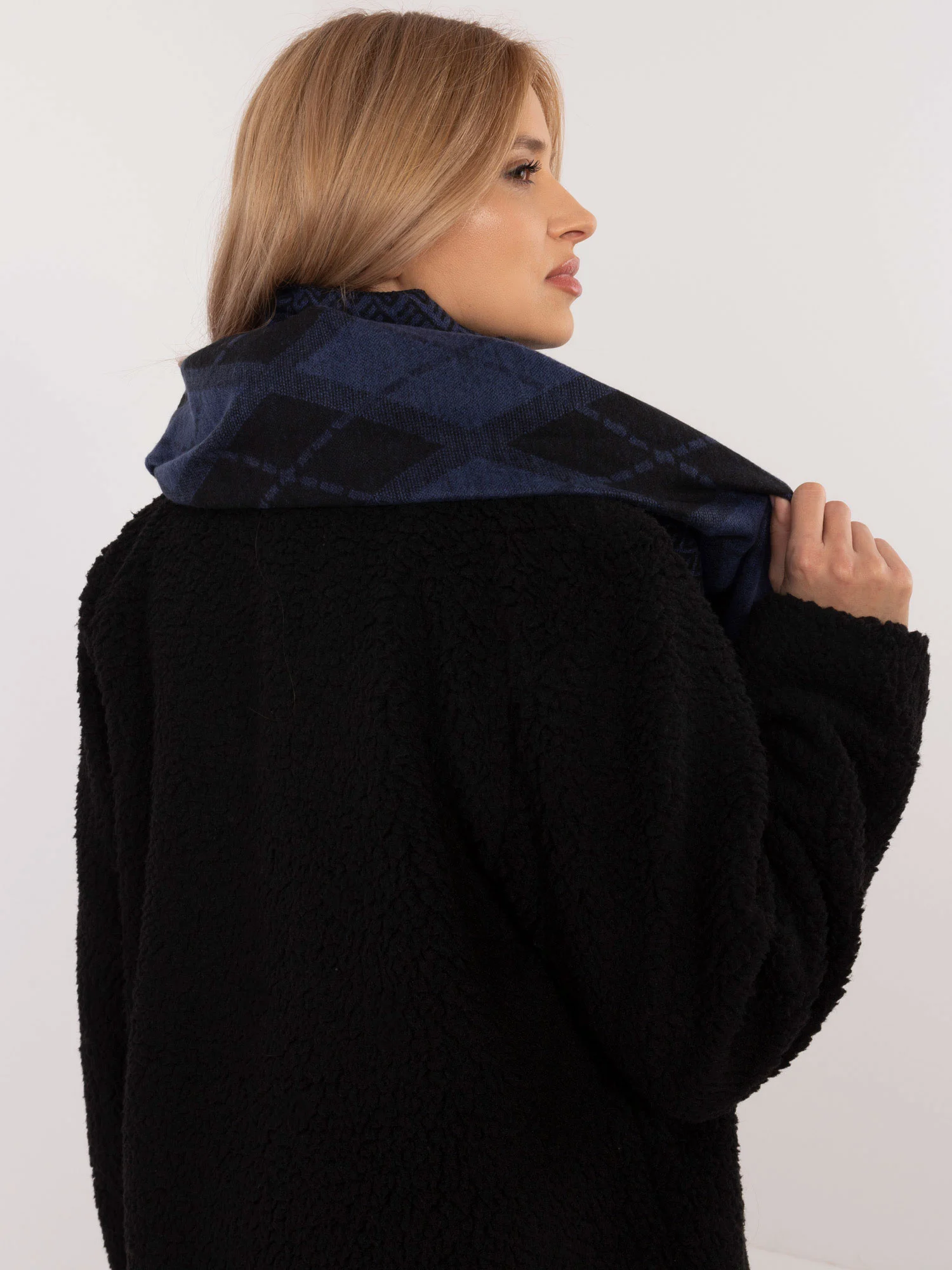 Bandana Dama Geometric, Viscoza, Fashion Hunters, Albastru - imagine 3