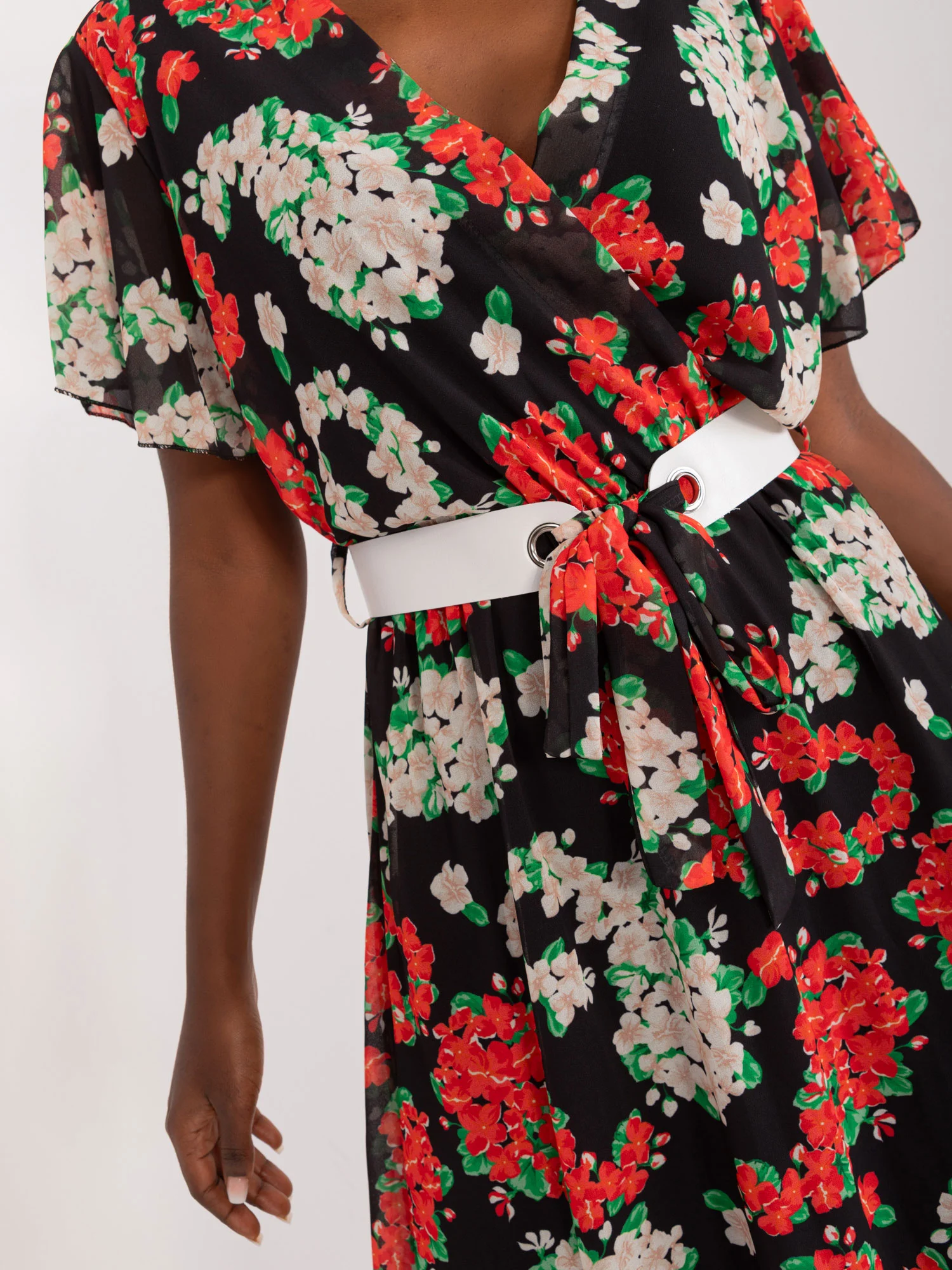Rochie Dama Midi, Floral, ITALY MODA, Rosu - Image 3