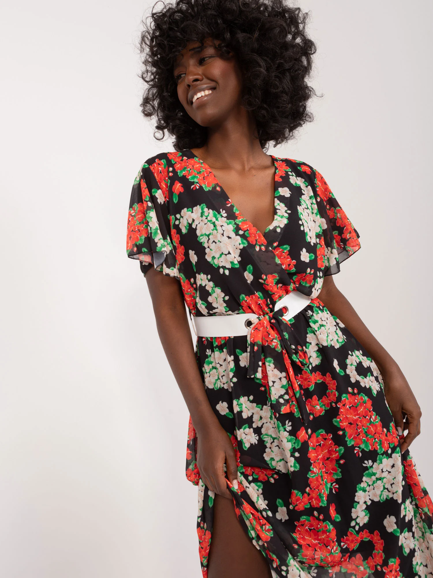 Rochie Dama Midi, Floral, ITALY MODA, Rosu - Image 6
