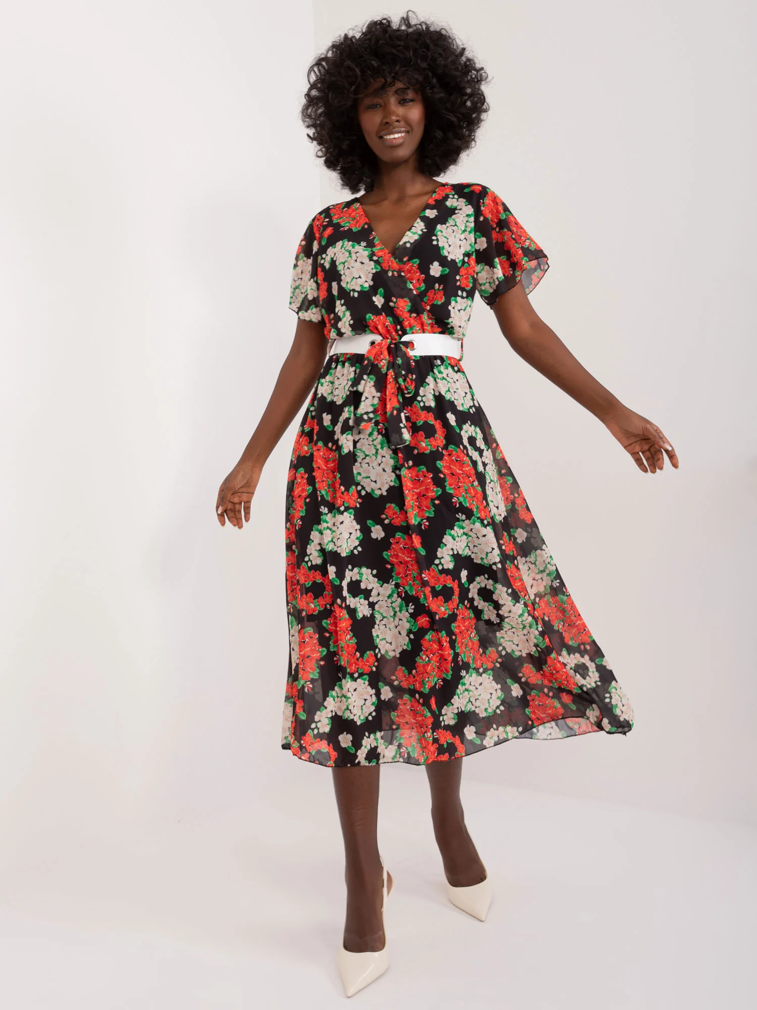 Rochie Dama Midi, Floral, ITALY MODA, Rosu - Image 5