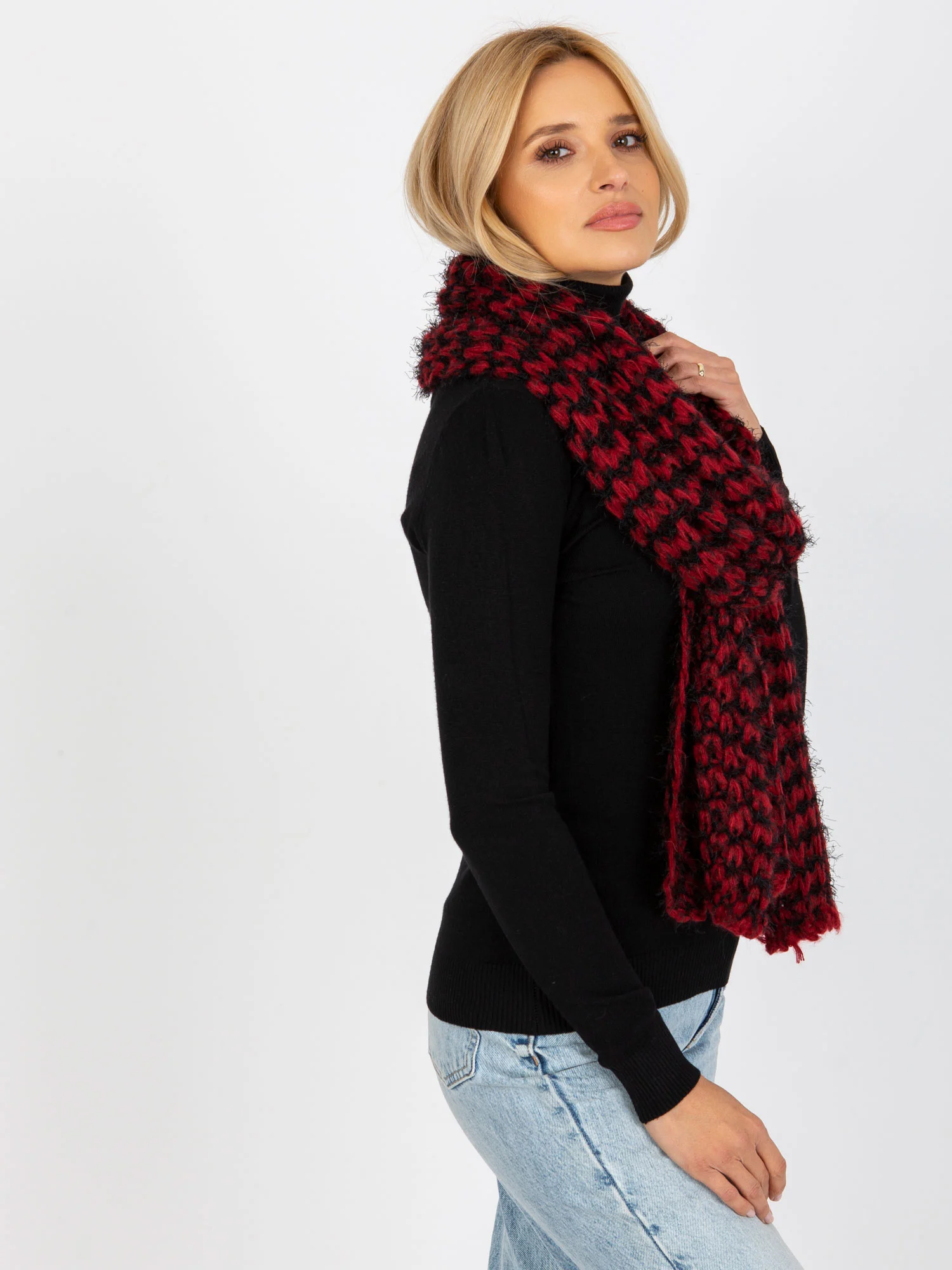 Esarfa Dama Acril, Fashion Hunters, Rosu - imagine 5