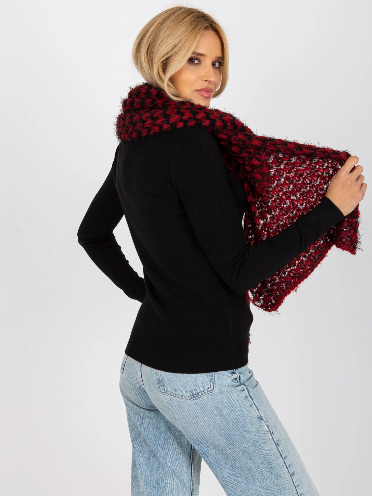 Esarfa Dama Acril, Fashion Hunters, Rosu - imagine 4