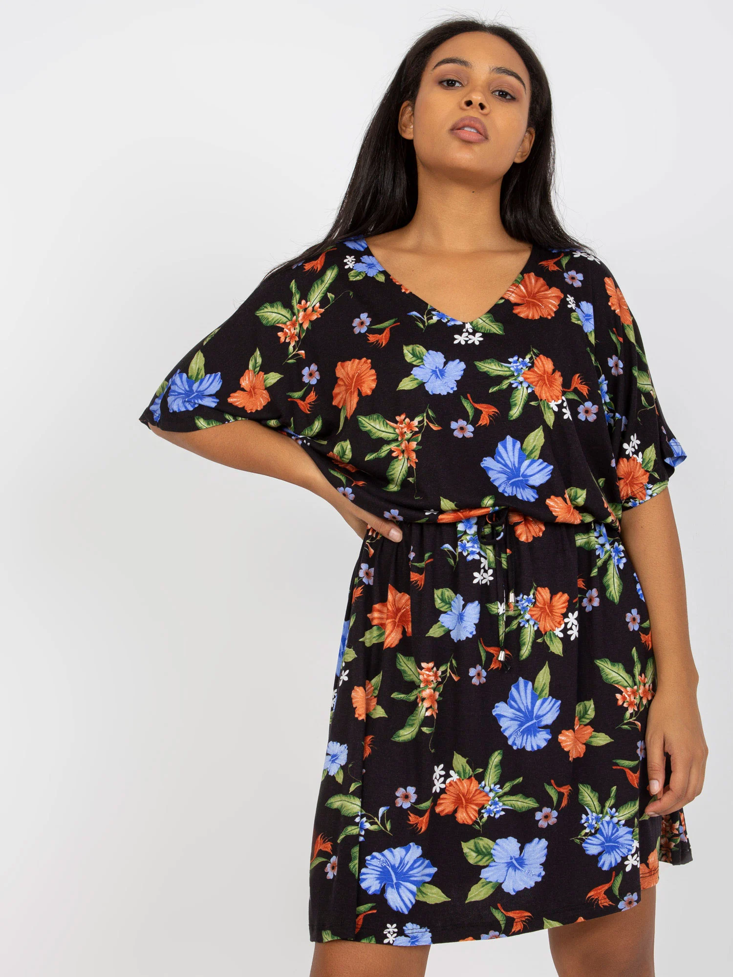 Rochie Dama Mini, Floral, RELEVANCE, Albastru Eleganta Office - Image 5