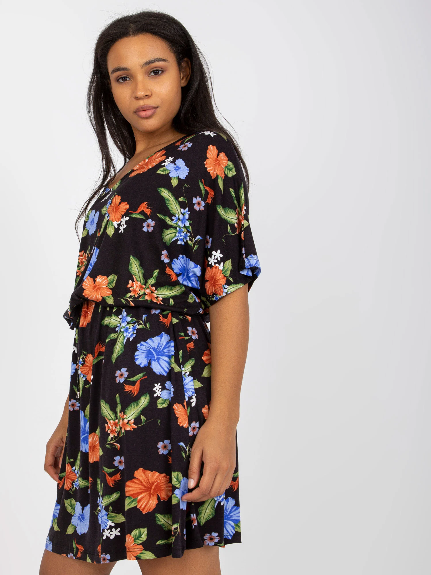Rochie Dama Mini, Floral, RELEVANCE, Albastru Eleganta Office - Image 2