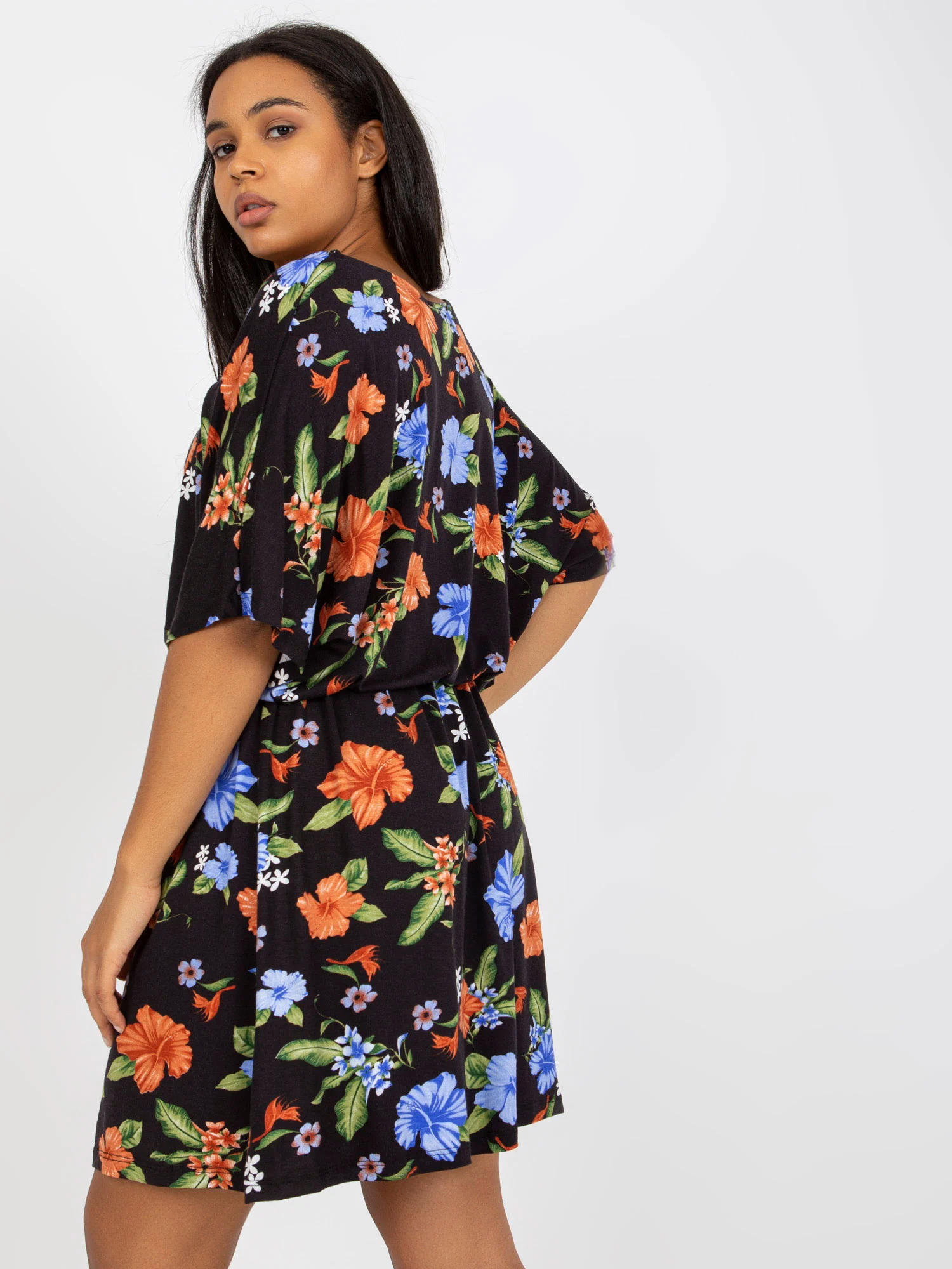 Rochie Dama Mini, Floral, RELEVANCE, Albastru Eleganta Office - Image 4