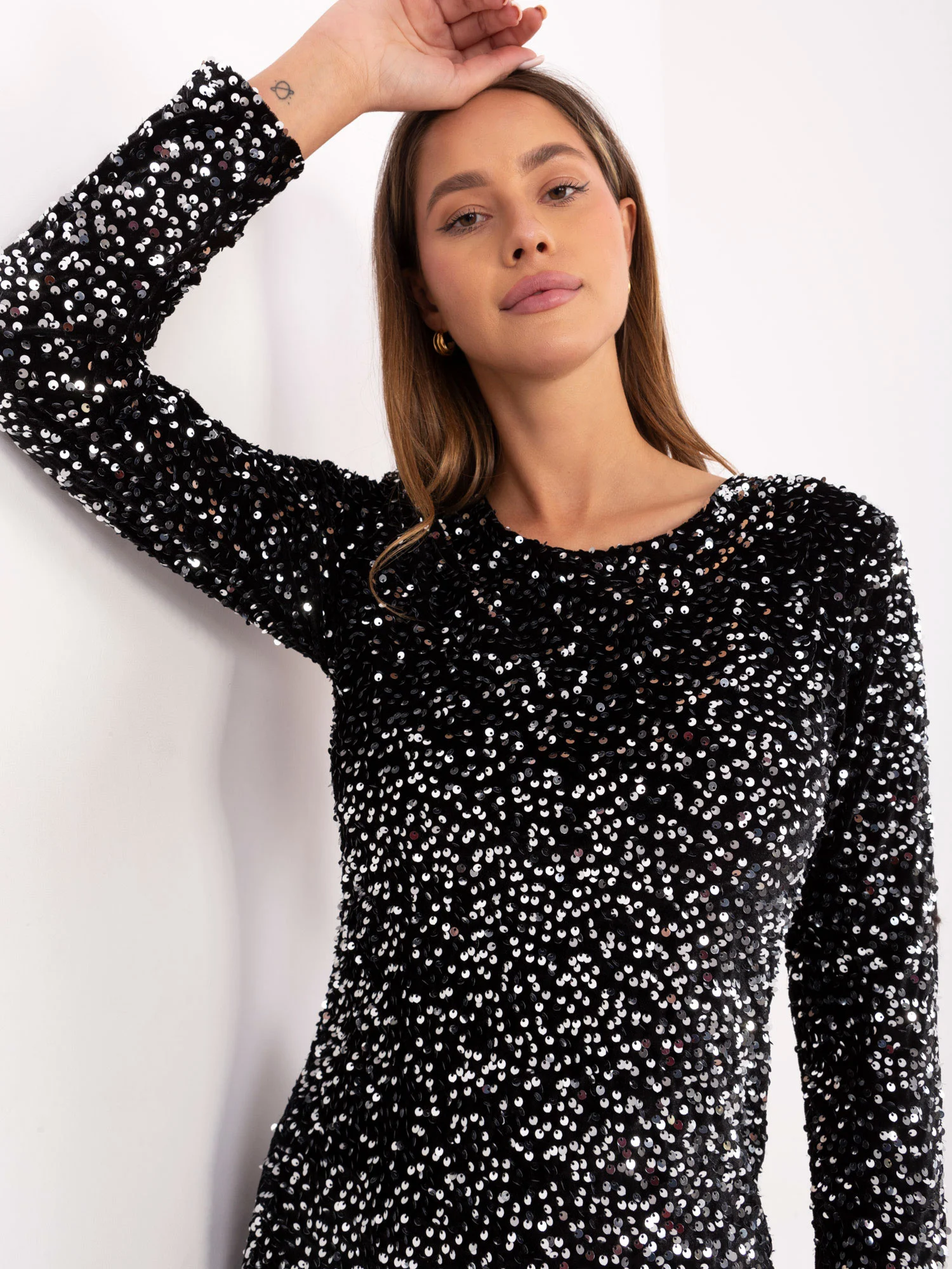 Rochie Dama Maxi, Paiete, ITALY MODA, Argintiu de Petrecere - Image 4
