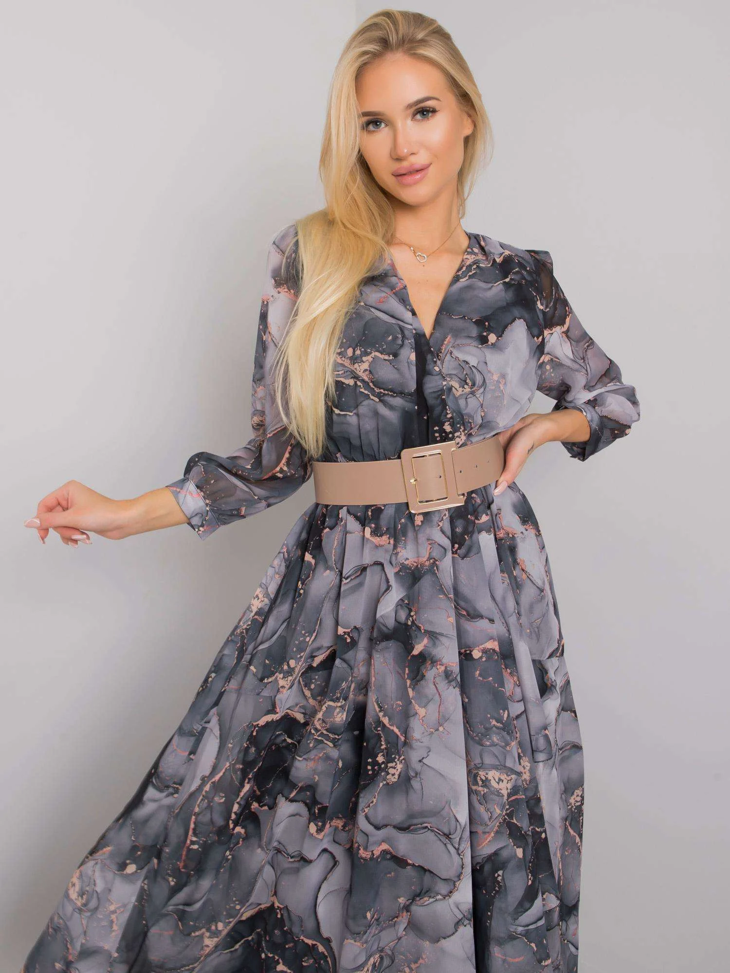 Rochie Dama Maxi, Imprimat, POLE&POLE, Negru Casual - Image 4
