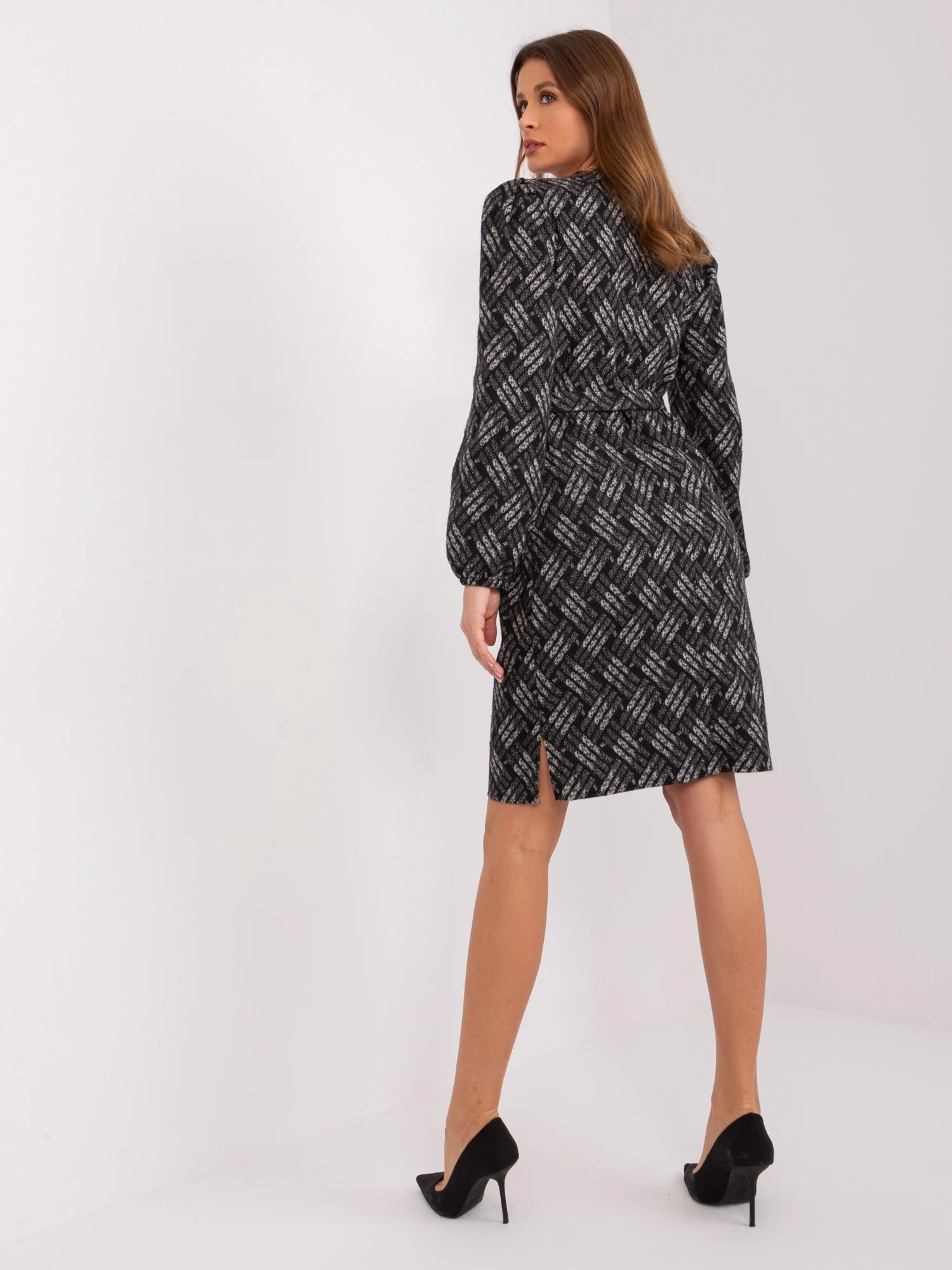 Rochie Dama Maxi, Geometric, LAKERTA, Negru Eleganta Office - Image 3