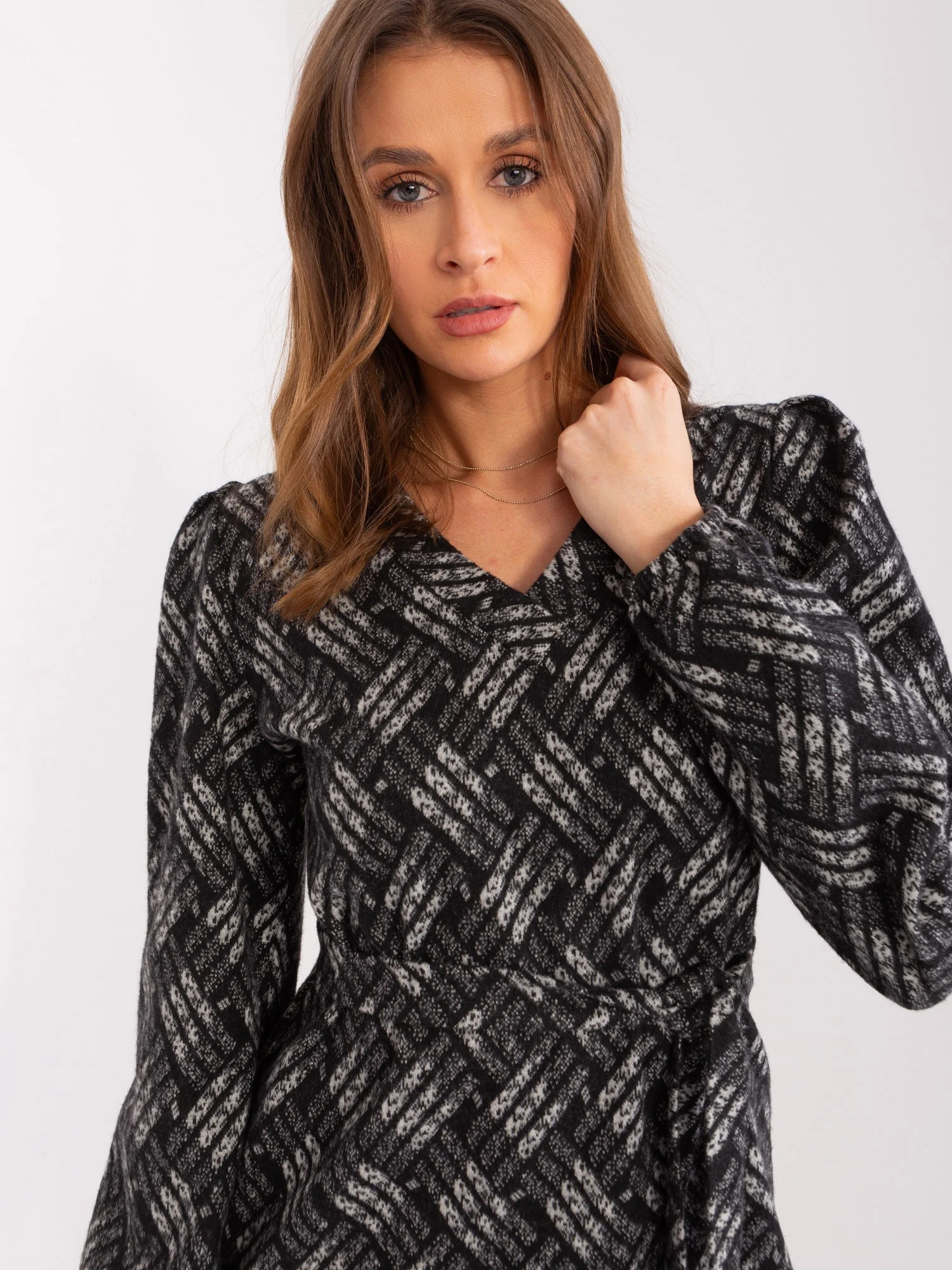 Rochie Dama Maxi, Geometric, LAKERTA, Negru Eleganta Office - Image 7