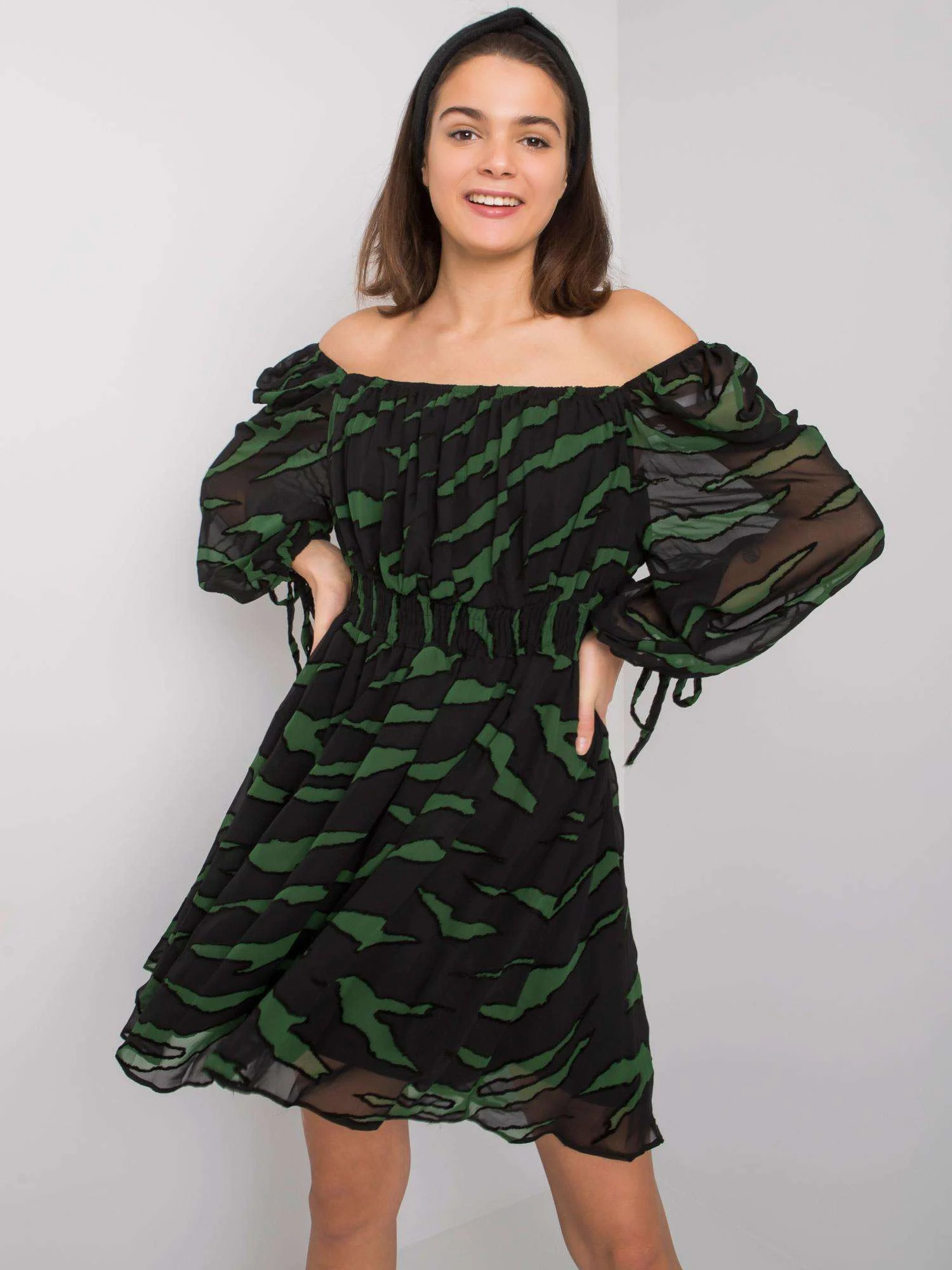 Rochie Dama Mini, Animal print, POLE&POLE, Verde Casual - Image 5