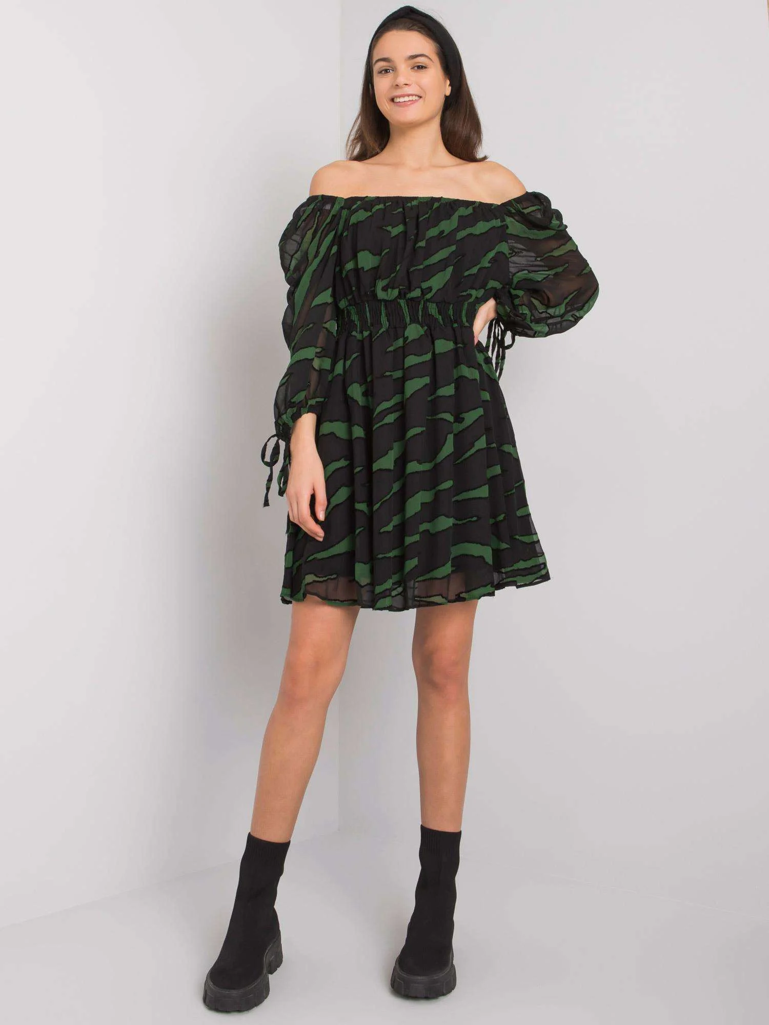 Rochie Dama Mini, Animal print, POLE&POLE, Verde Casual - Image 6