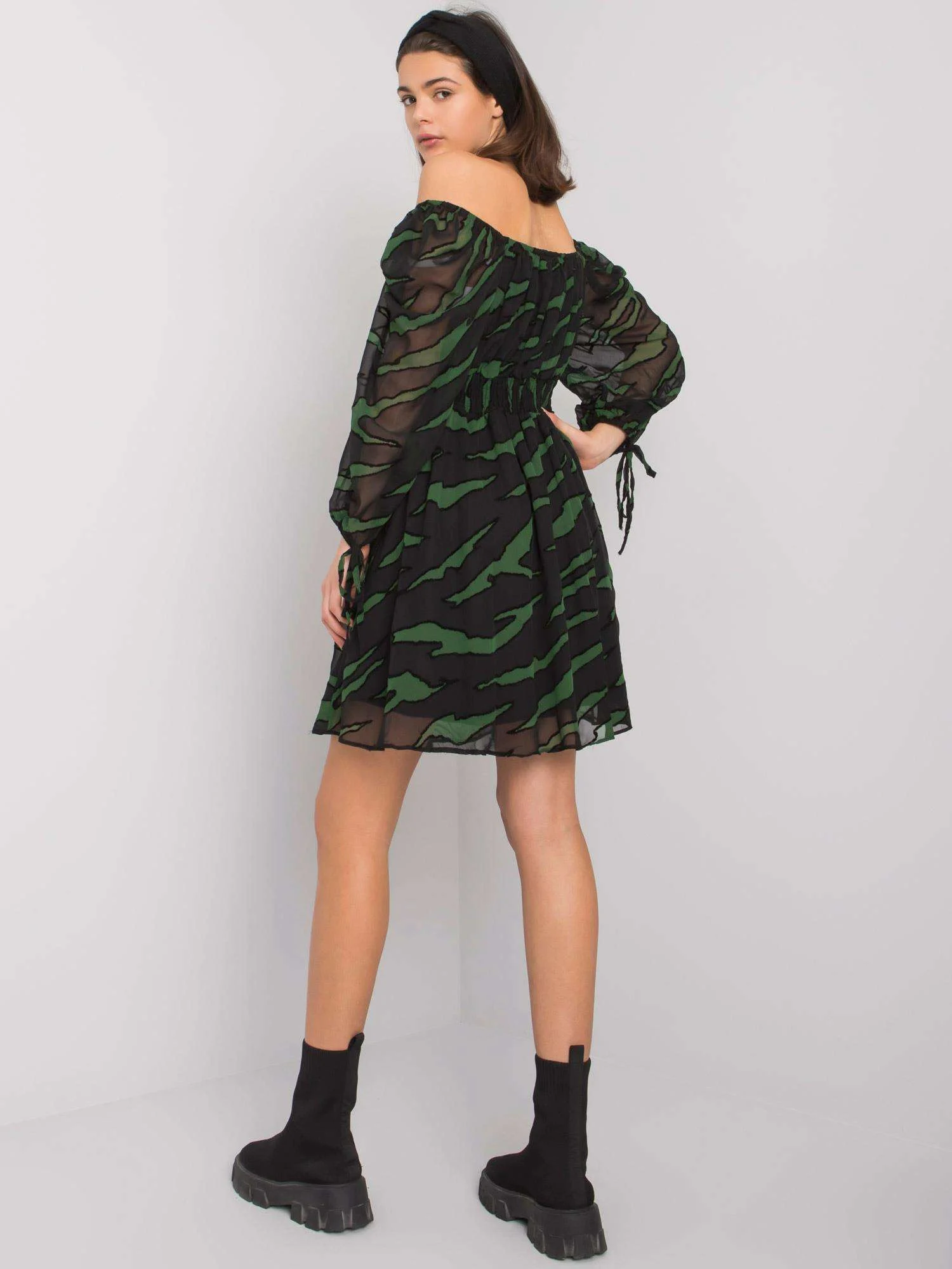 Rochie Dama Mini, Animal print, POLE&POLE, Verde Casual - Image 4