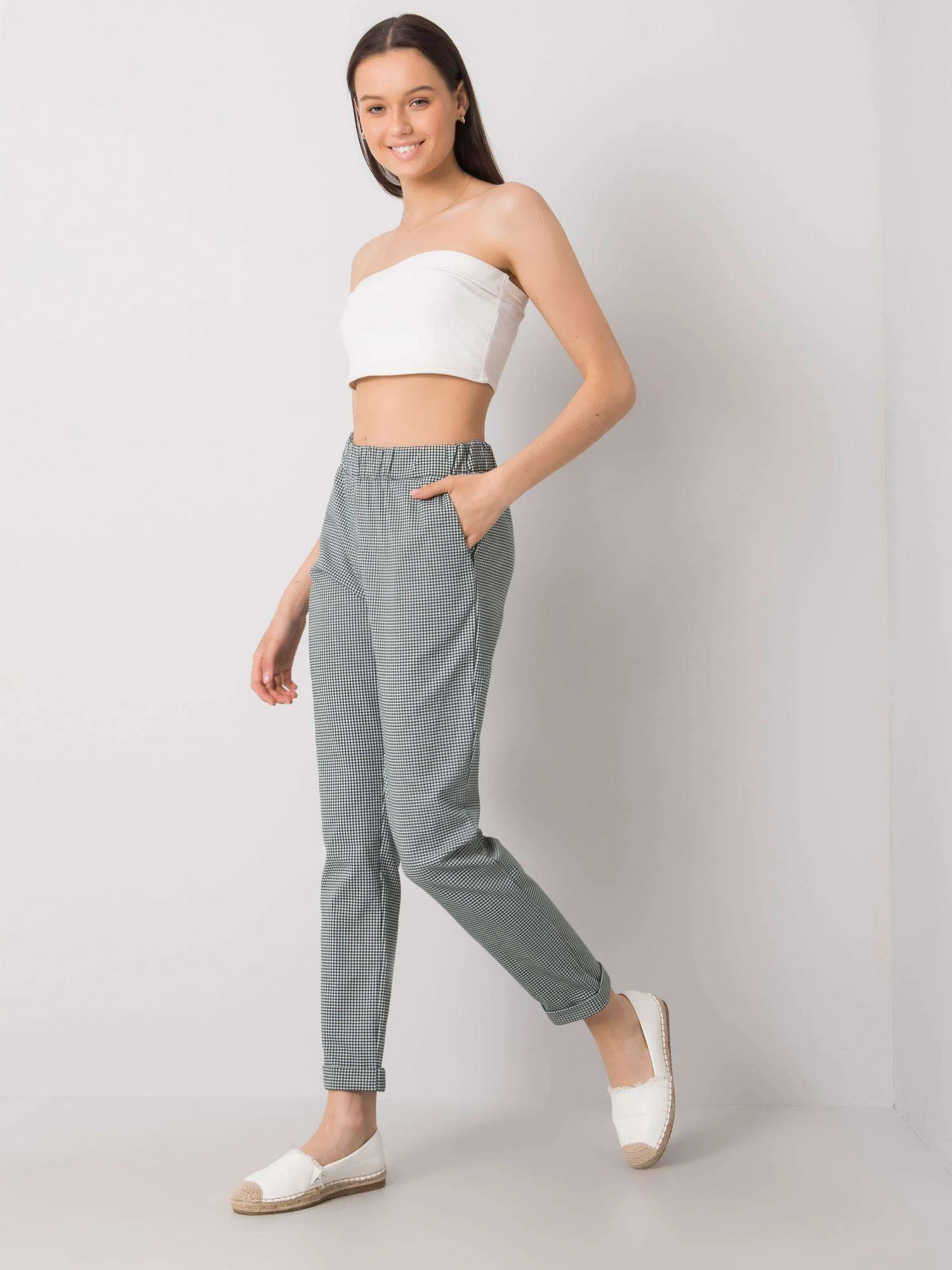 Pantaloni Dama Lunga, Carouri, LAKERTA, Verde Eleganta Office - imagine 5