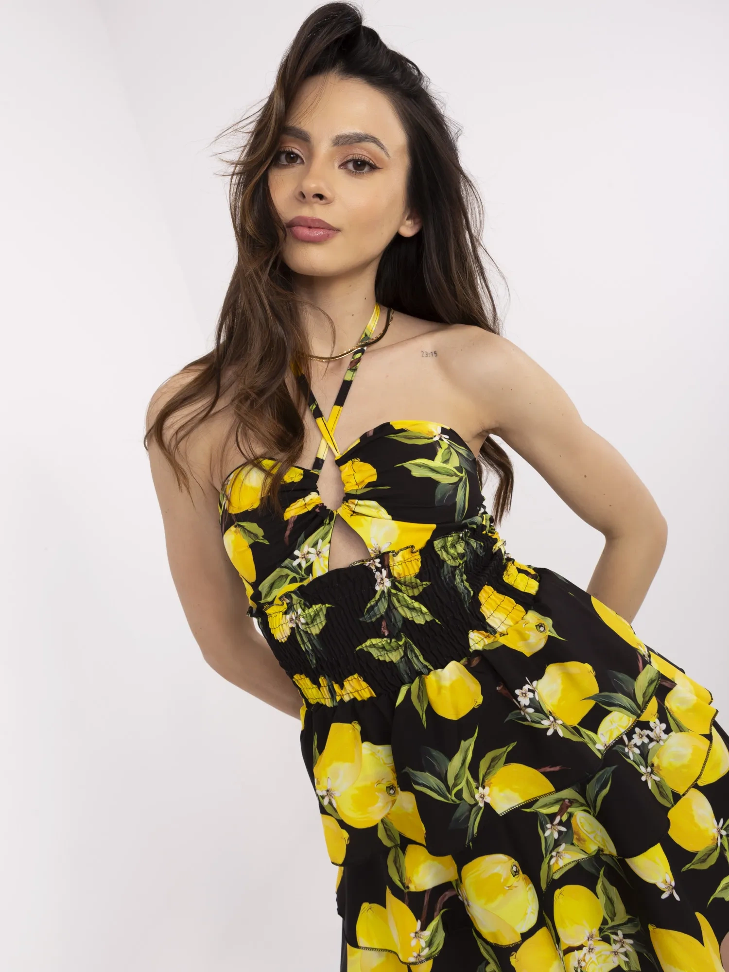 Rochie Dama Mini, Lejera, ITALY MODA, Galben de Vara - imagine 3