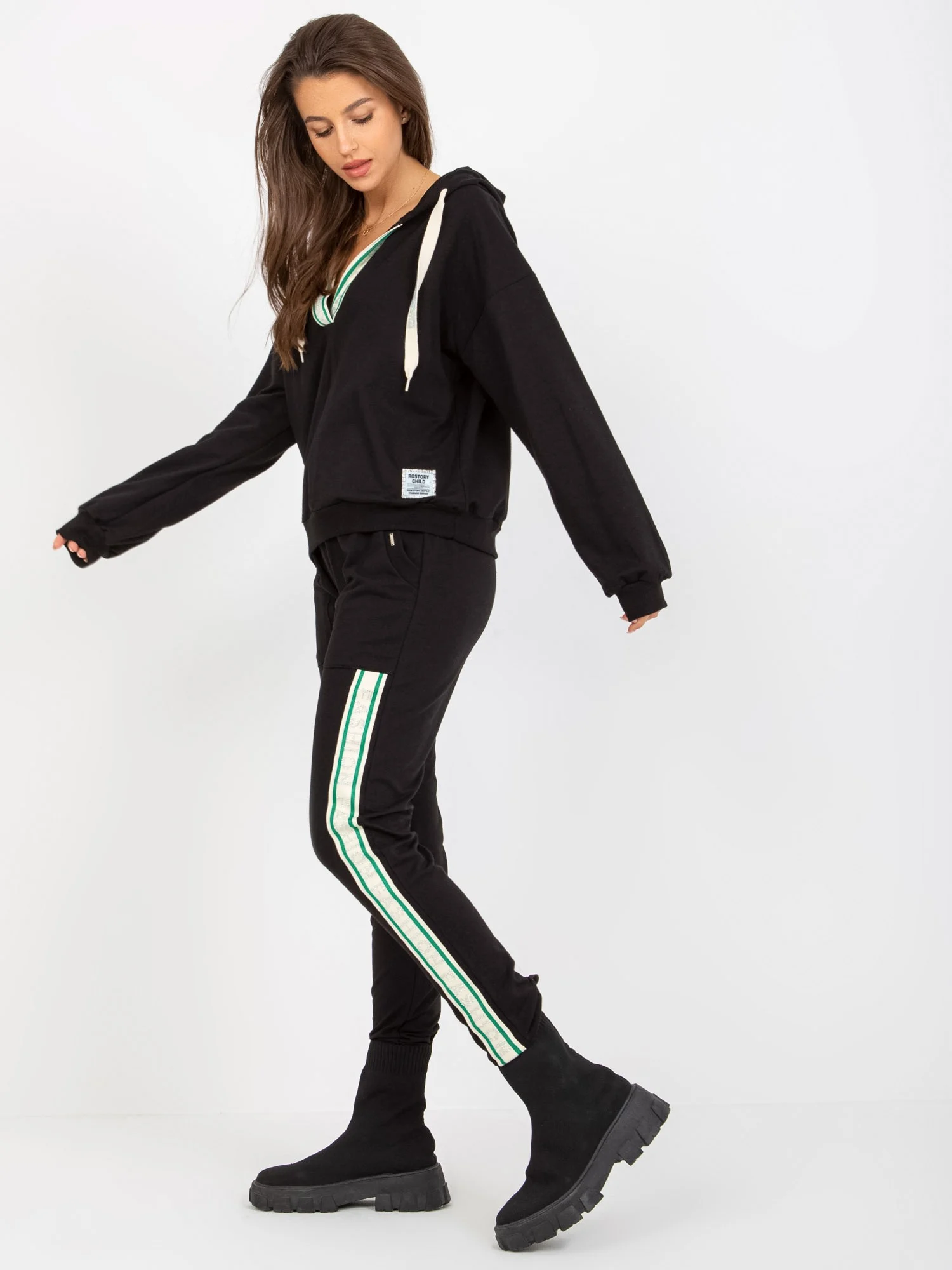 Compleu Dama Maneca lunga, Mansete elastice, RELEVANCE, Negru Casual - imagine 3