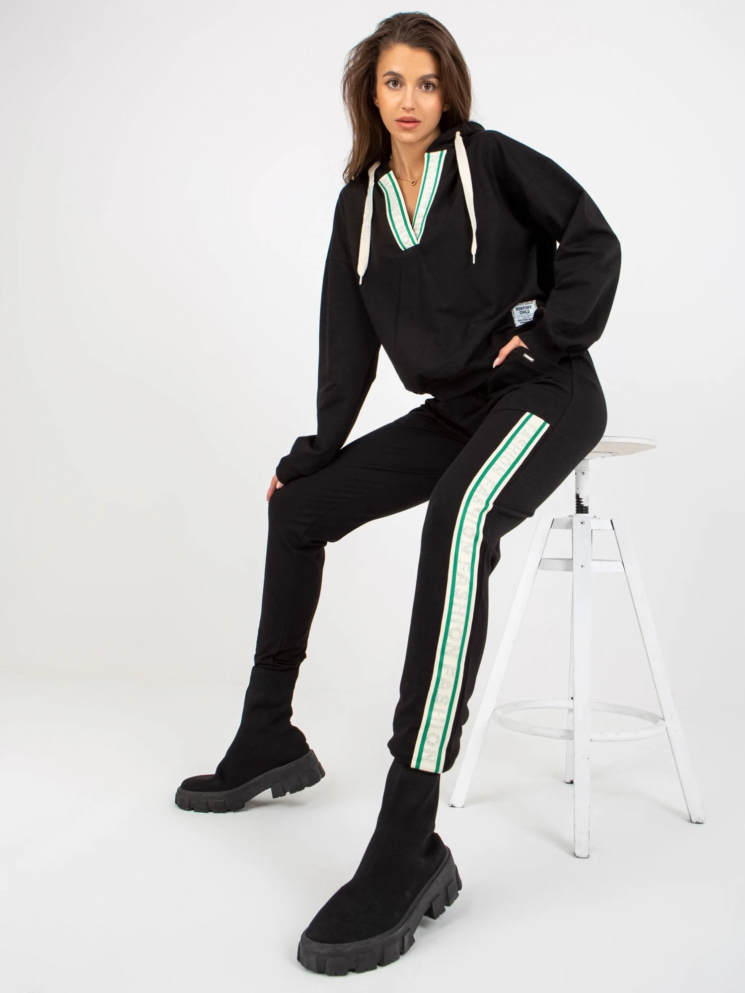 Compleu Dama Maneca lunga, Mansete elastice, RELEVANCE, Negru Casual - imagine 2