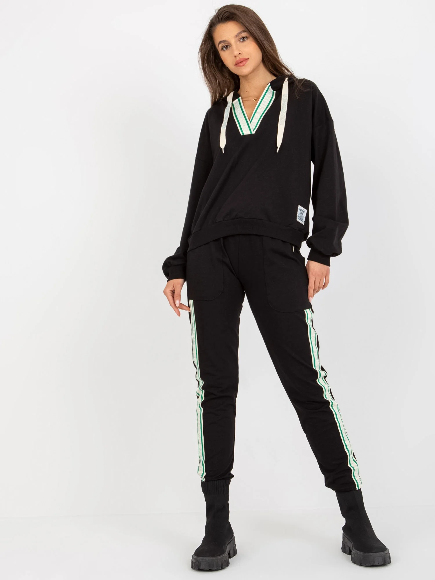 Compleu Dama Maneca lunga, Mansete elastice, RELEVANCE, Negru Casual - imagine 5