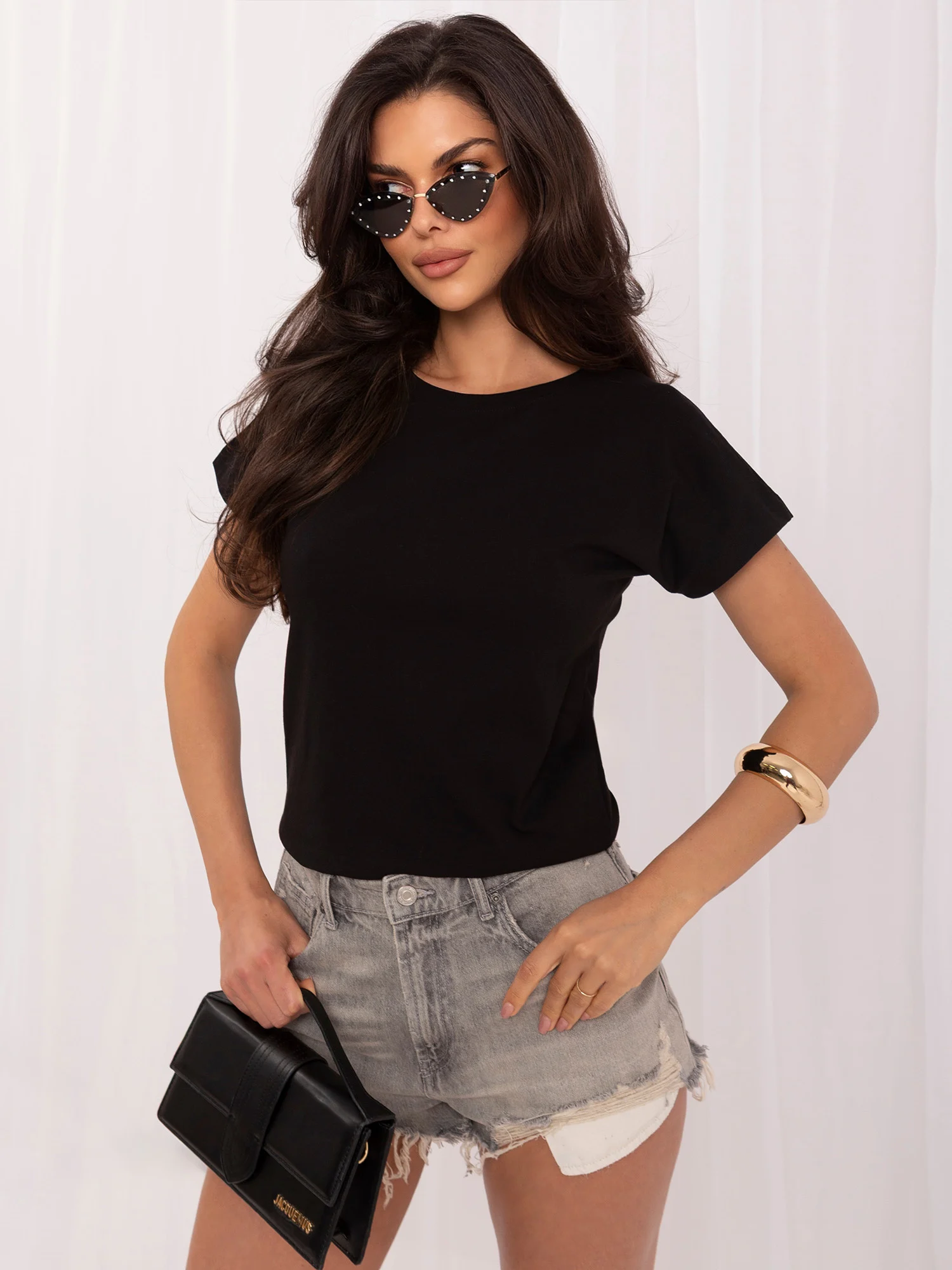 Tricou Dama Mini, Decolteu rotund, Vikki, Negru Casual - imagine 4